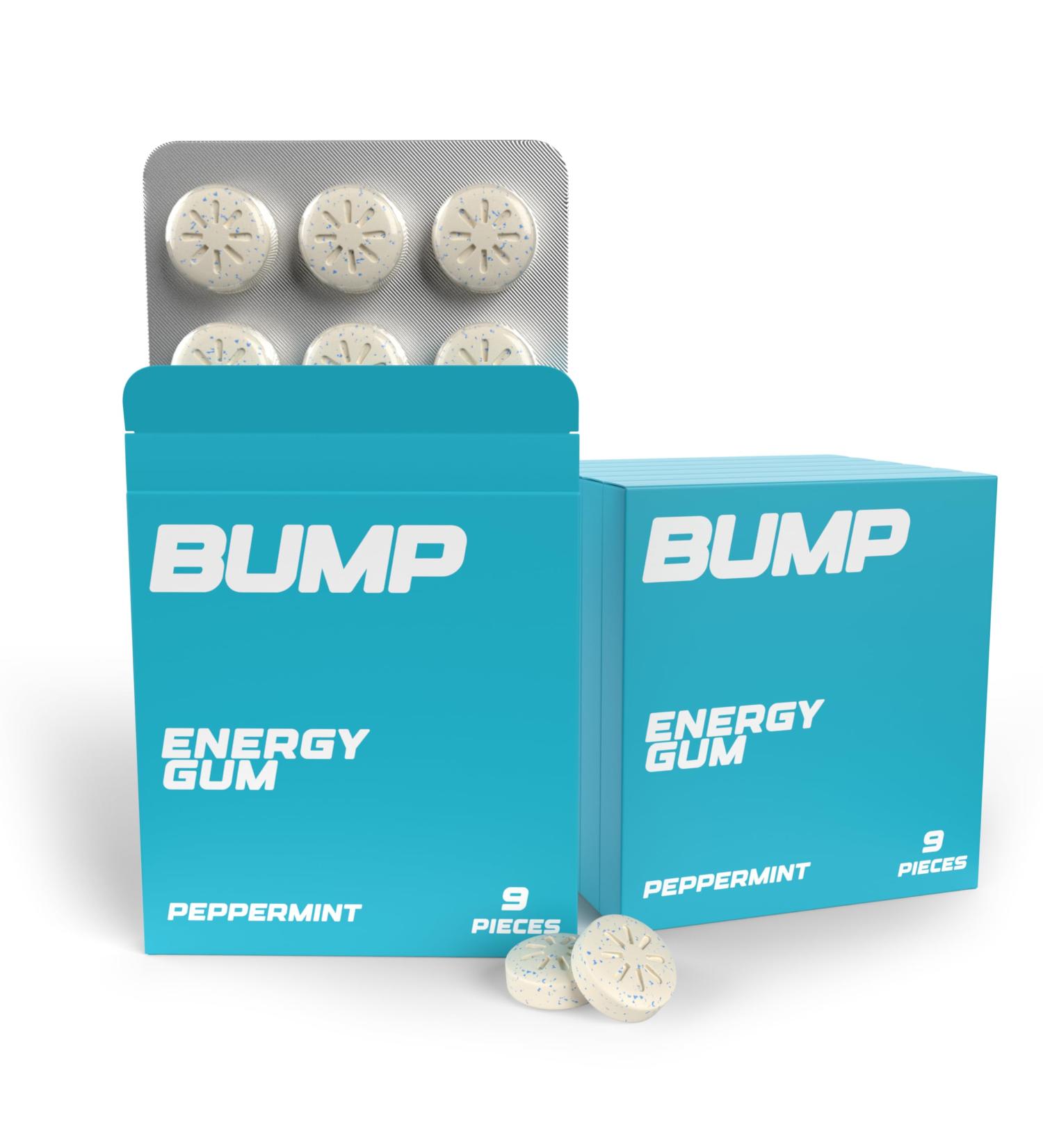BUMP Energy Gum Nootropic Energy Chewing Gum with 40mg Natural Caffeine L-Theanine & B Vitamins Sugar-Free Vegan Peppermint 54 Count - Buy Online on GoSupps.com