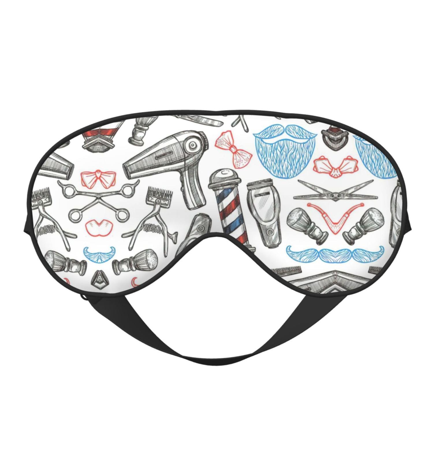 Monochrome Print Sleep Eye Mask - Silk Night Blindfold for Men & Women | Barber Shop Style | Light Blocking Comfort - Buy Online on GoSupps.com