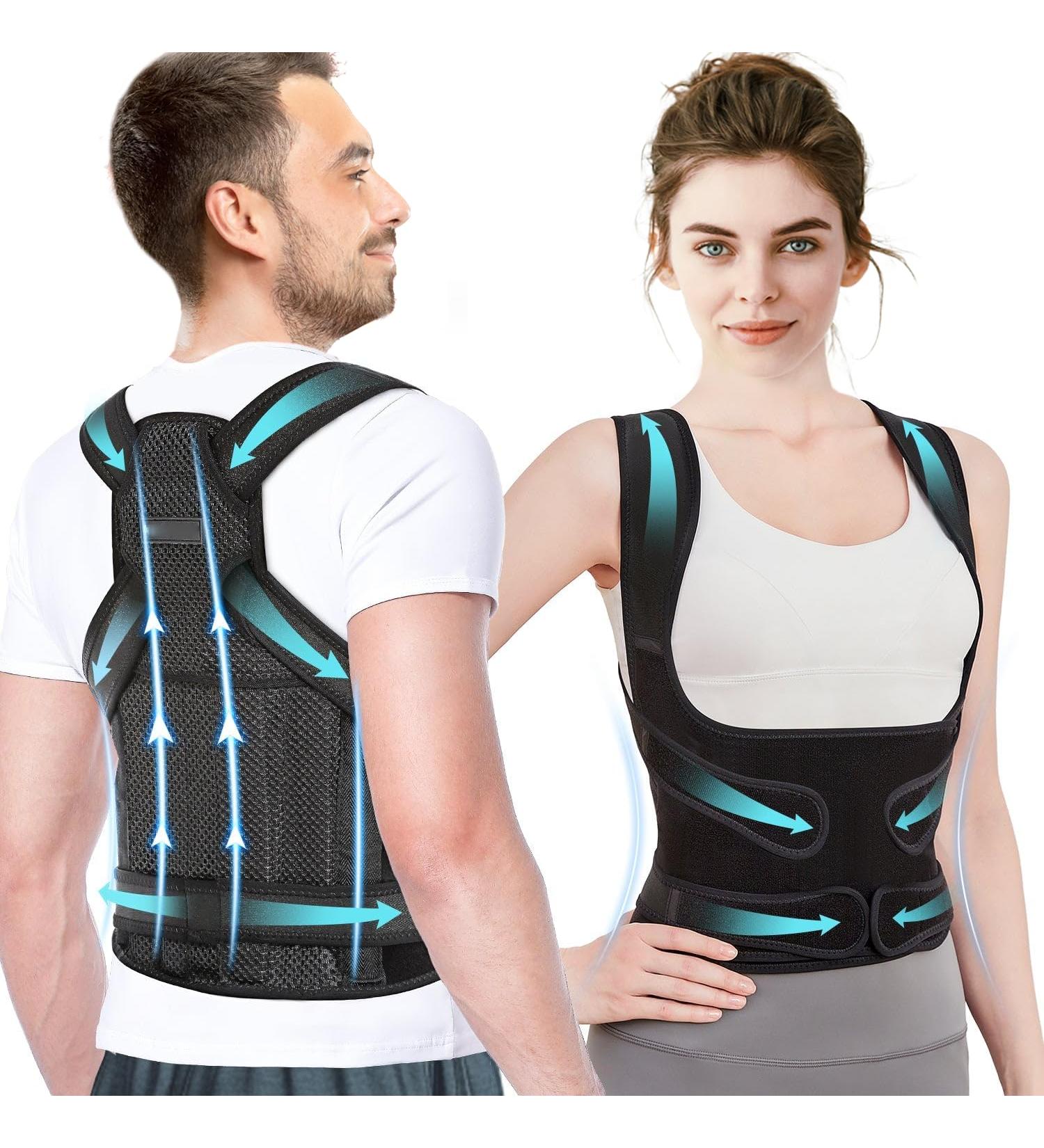 Adjustable Back Brace & Posture Corrector for Men & Women - Relieve Back Pain & Correct Scoliosis (M Waist: 34-41 inch - Buy Online on GoSupps.com