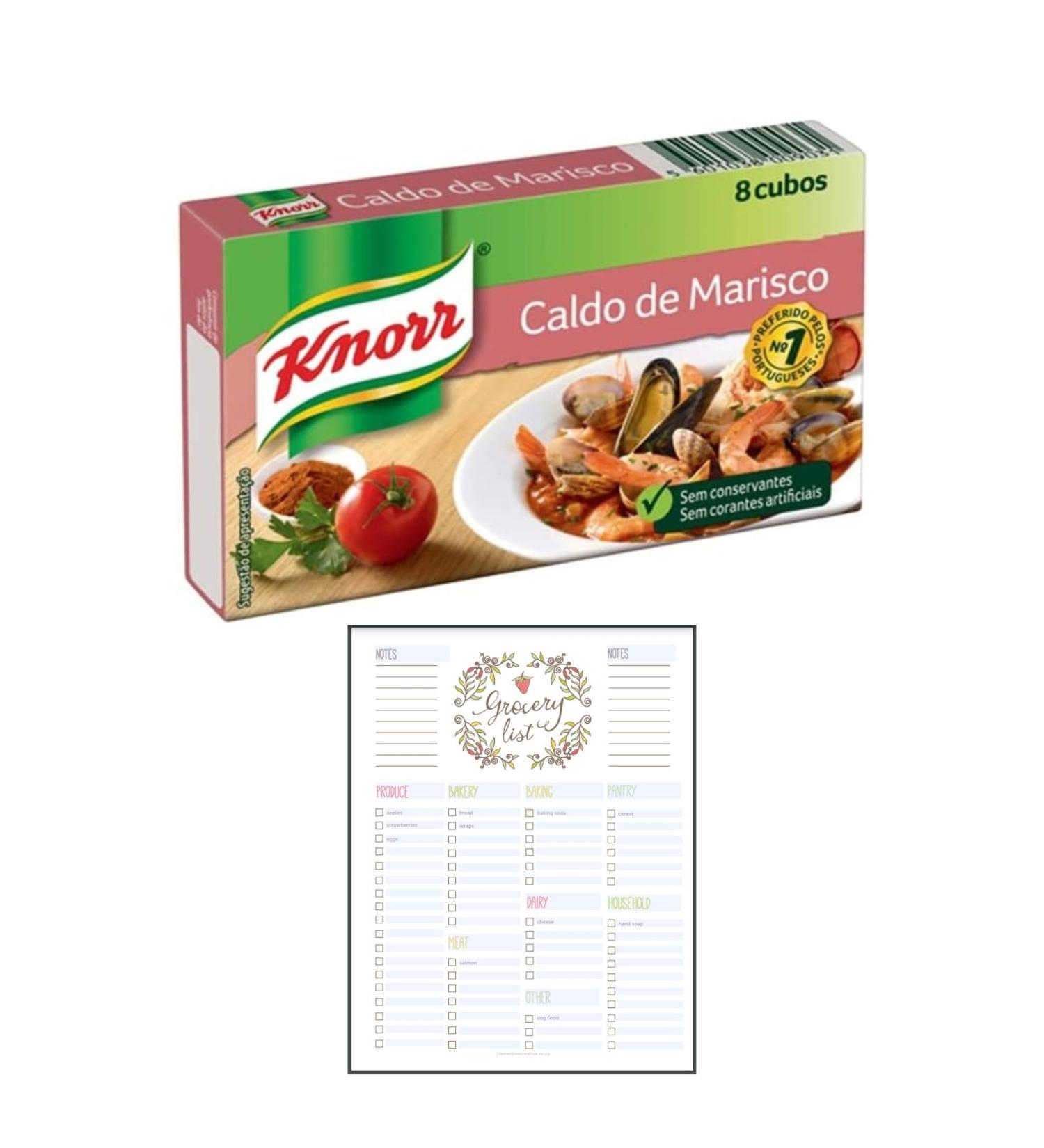 Seafood Stock Cubes Bundle which Contains Knorr Seafood Stock (Caldo de Marisco) 8 Cubes and Grocery List Card - Buy Online on GoSupps.com