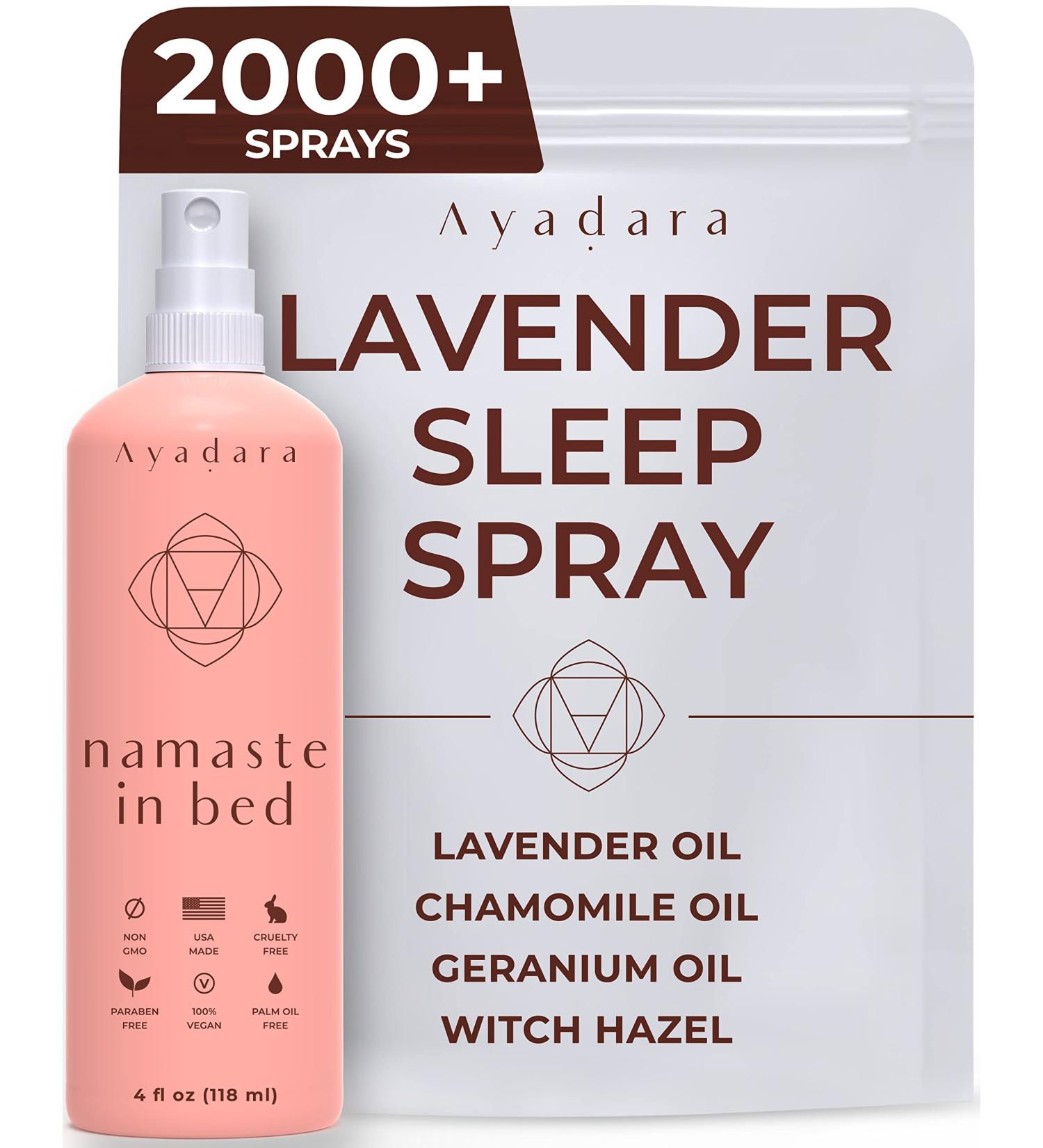 Ayadara Namaste Bed & Linen Mist - Lavender Pillow Spray for Calm Sleep 2000+ Uses - Buy Online on GoSupps.com