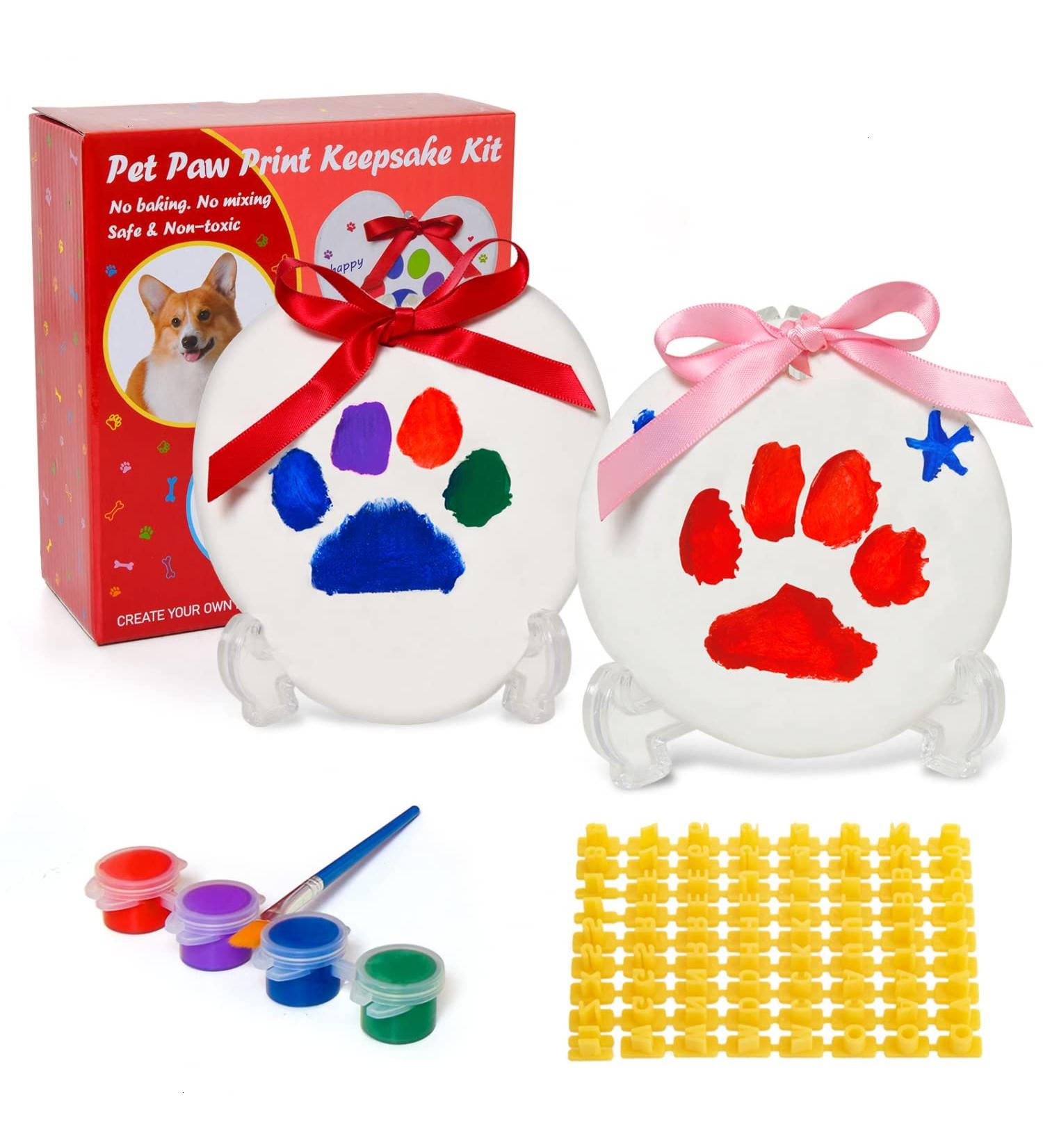 Tubuui Clay Paw Print Kit For Dogs & Cats - Makes 2 Keepsakes, No Mess Imprint Kit