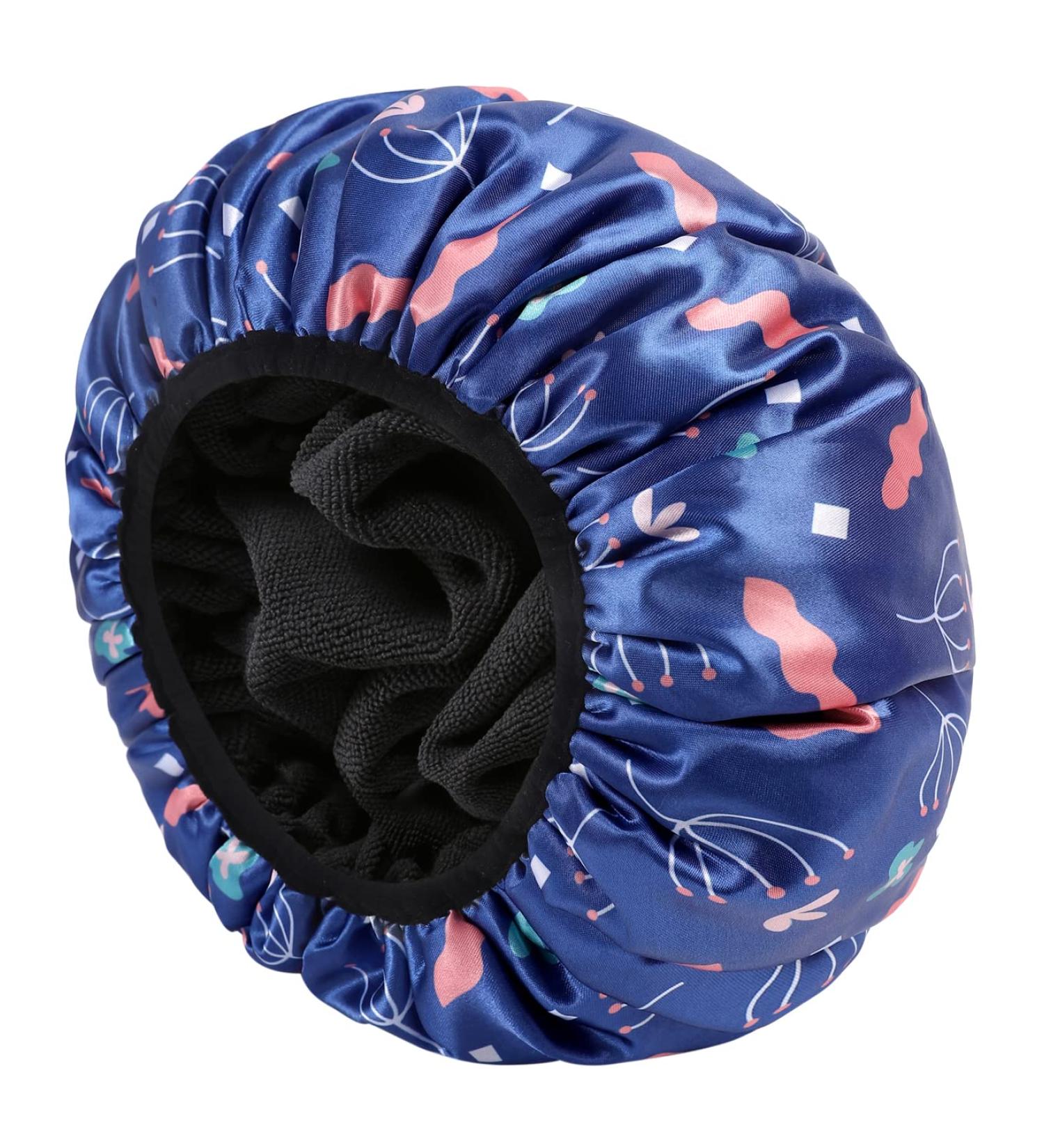 E Enasue Reusable 3-Layer Waterproof Shower Hood | Extra-Sized Adjustable Blue Shower Cap for Long Hair | Perfect for Makeup & Everyday Use - Buy Online on GoSupps.com