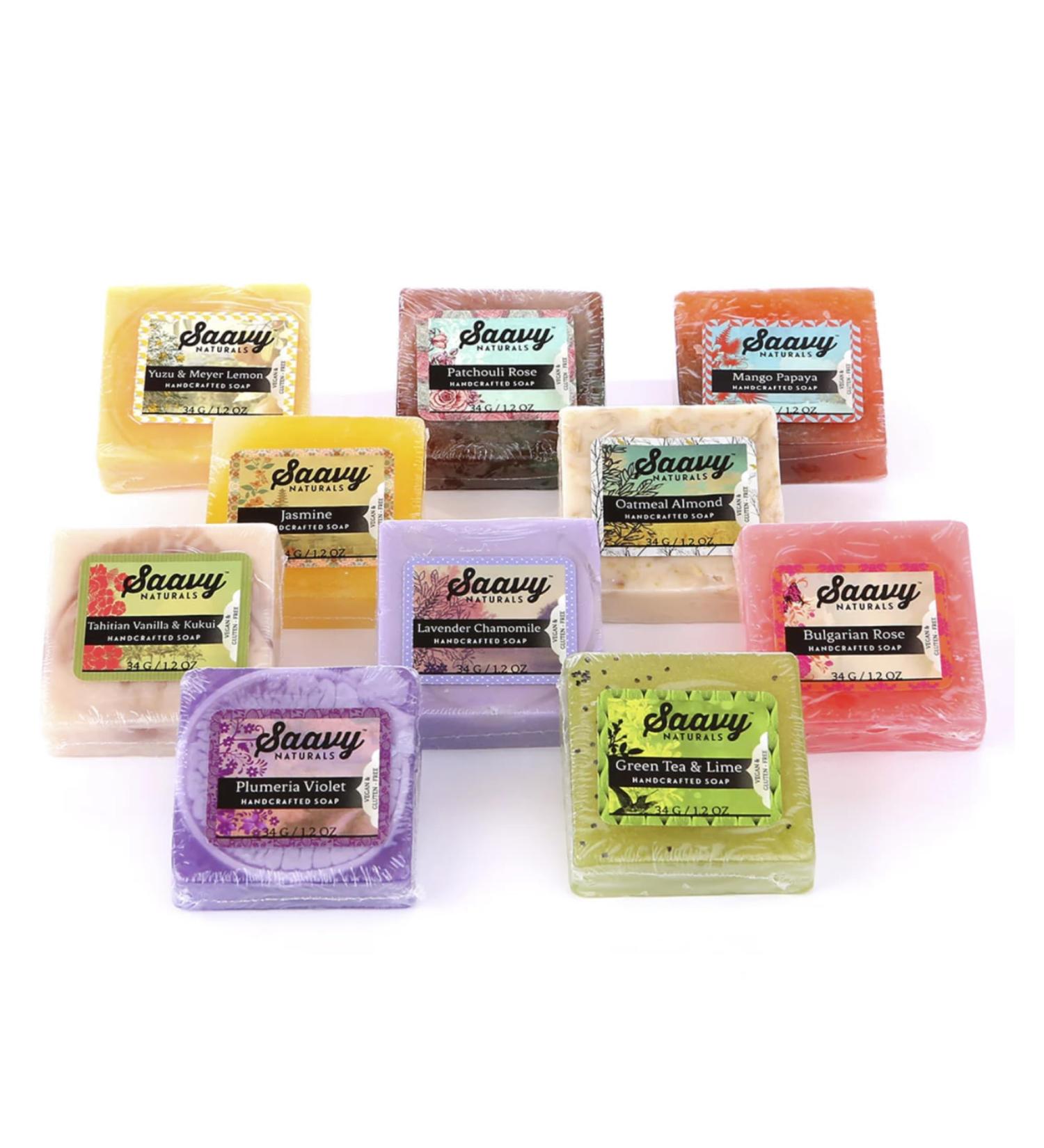 Saavy Naturals Organic Soap Bar Set - Scented Vegan Hand & Body Soap Gift Set | 10 Pack Artisan Square Bars Made in USA - Buy Online on GoSupps.com