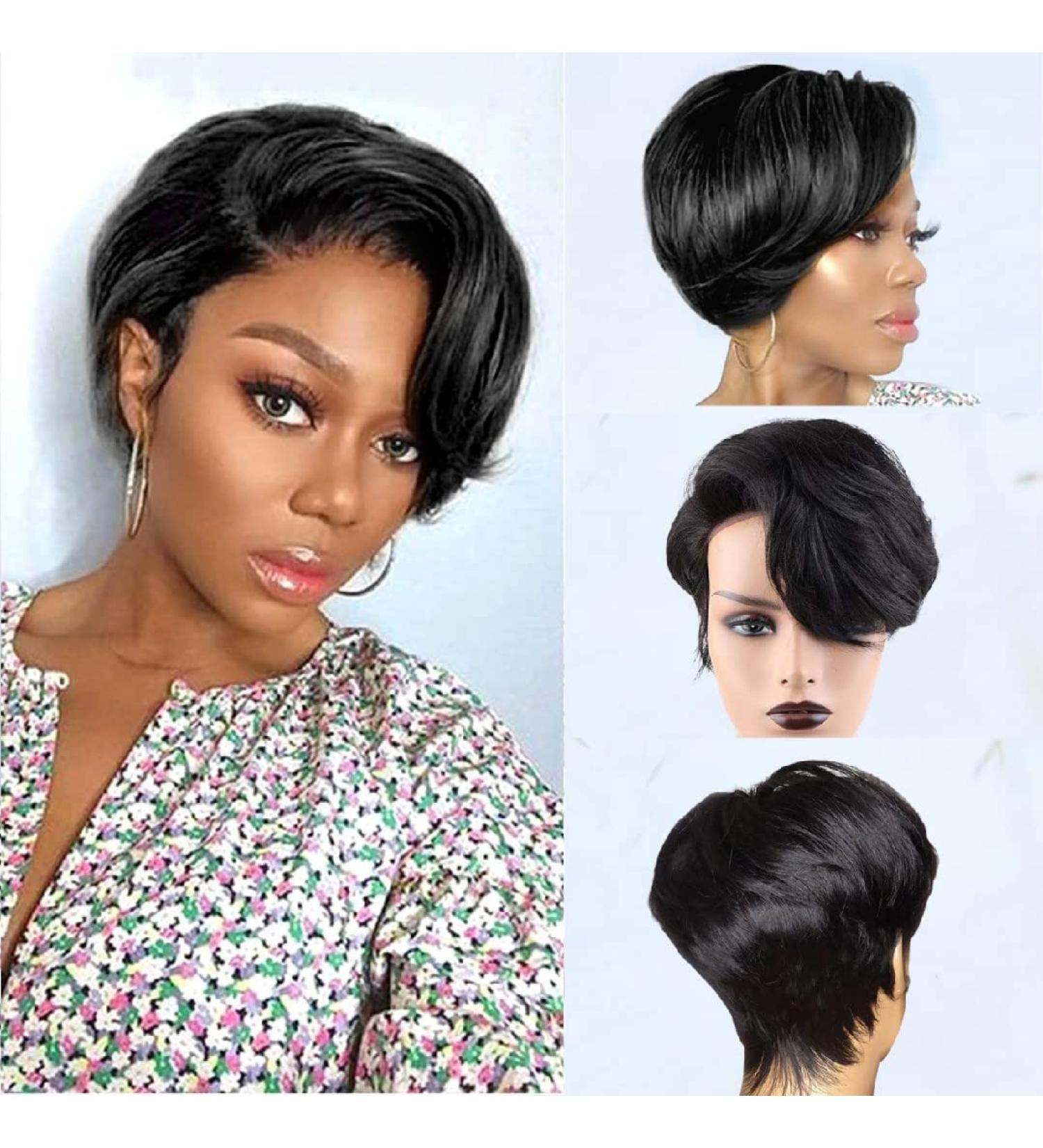 Usexy Pixie Cut Lace Front Human Hair Wig | Short Bob Straight 13x4 Lace Front Wig for Black Women | Pre Plucked 150% Density with Baby Hair | 1B Color - Buy Online on GoSupps.com