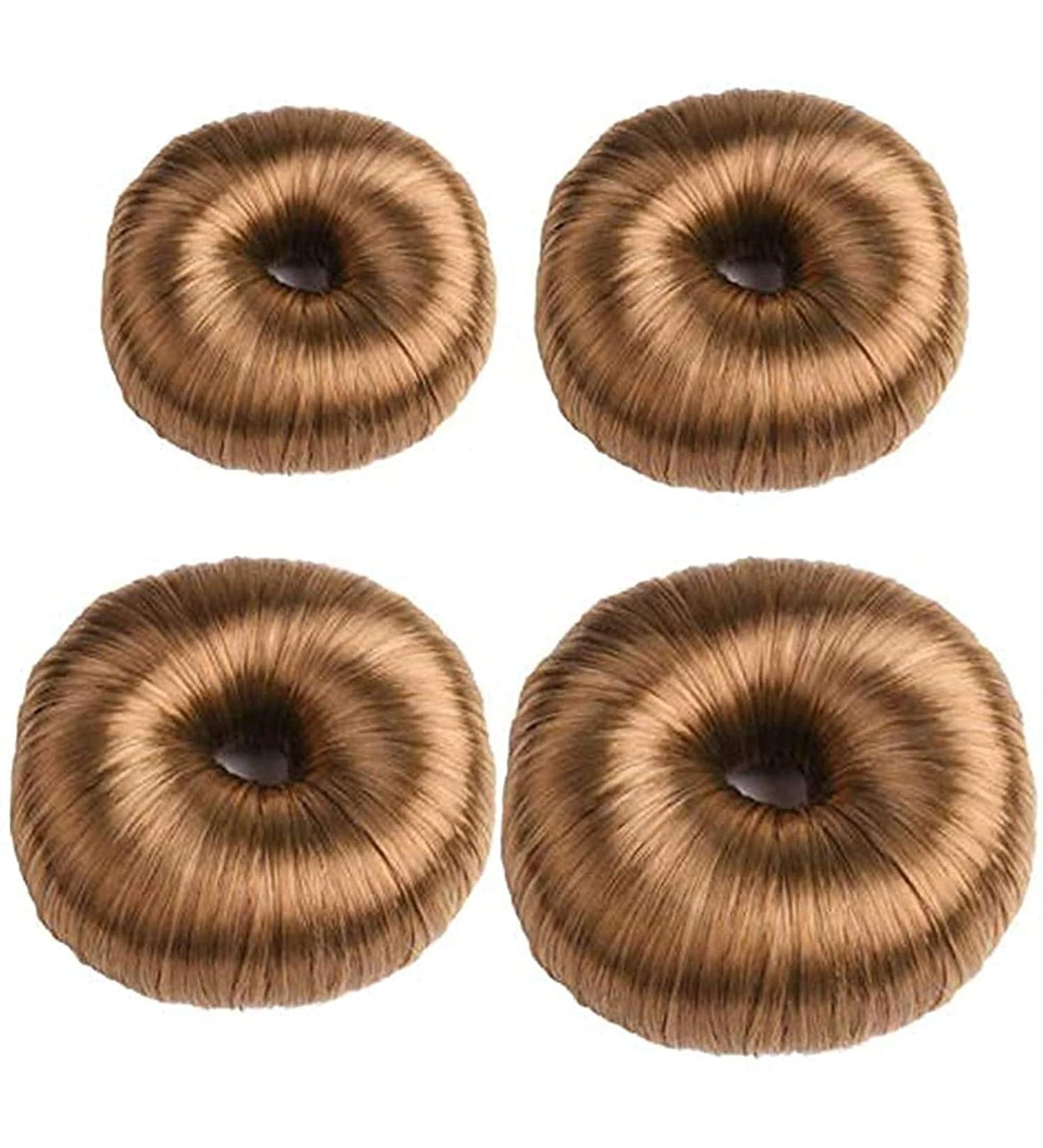4 Pcs Donut Wig Hair Bun Makers - Fashion Bun Shaper Set for Women & Girls - Light Brown Hairstyle Tool - Buy Online on GoSupps.com