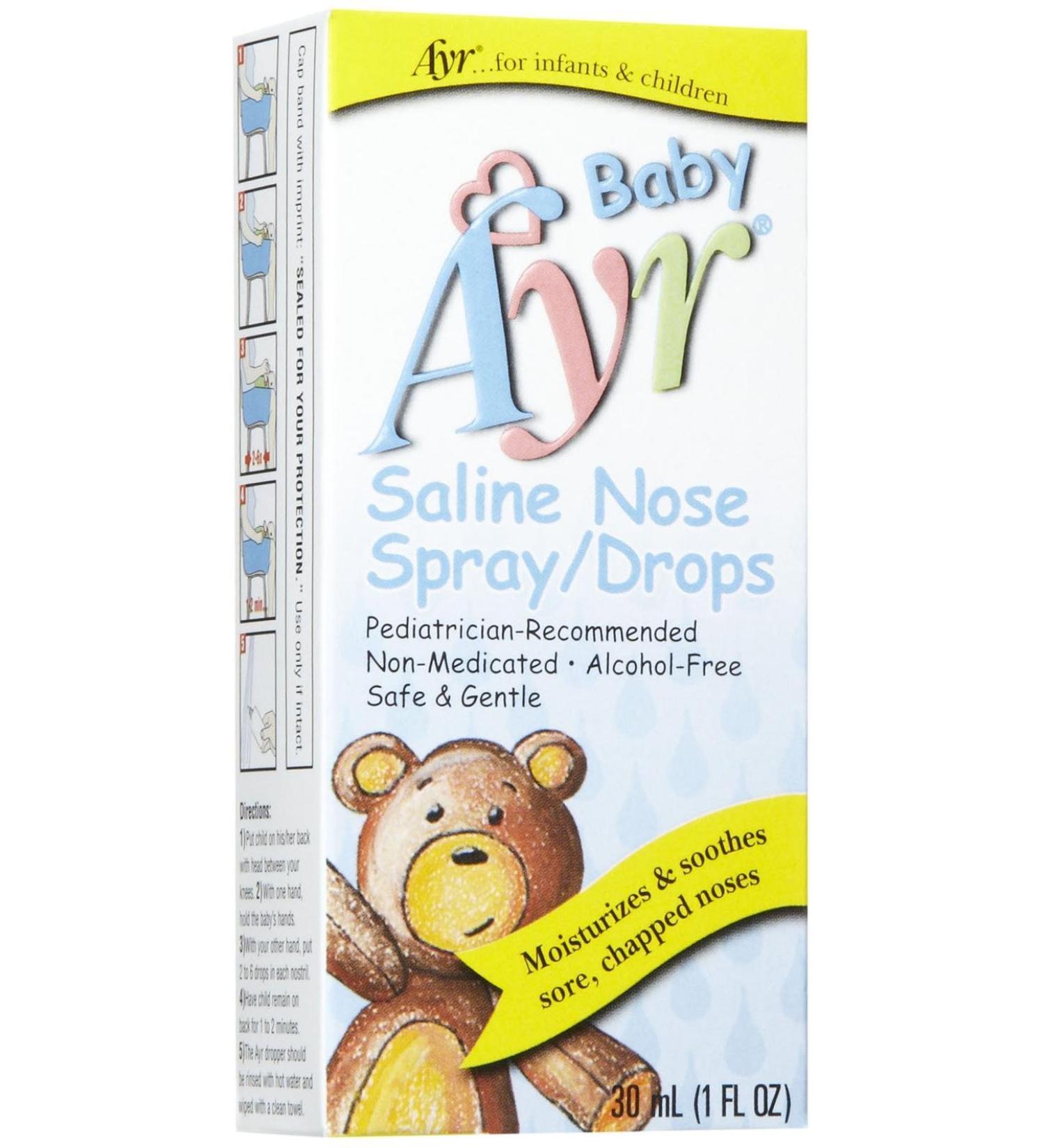 AYR Baby Saline Nasal Spray/Drops 1 Fl Oz - Gentle Relief for Congestion (Pack of 1) - Buy Online on GoSupps.com