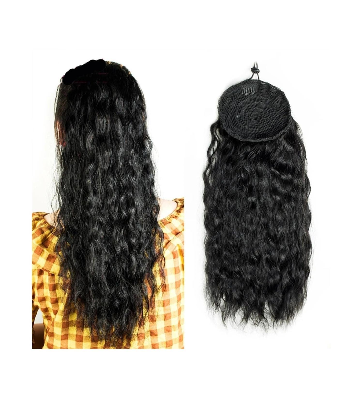 Human Hair Ponytail Hair Piece Human Hair Drawstring Ponytail Extension Water Wave Ponytail Hair Pieces Natural Color Natural Wave Ponytail Clip in Hair Extensions for Black Women Ponytail Hairpiece 14inch 150g Black - Buy Online on GoSupps.com