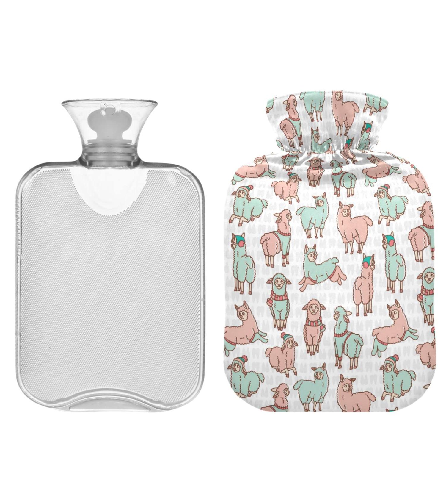 ZZXXB LAMA Print Heat Bottle - 2L PVC Fleece Cover for Neck & Shoulder Pain Relief | Heating & Cold Therapy - Buy Online on GoSupps.com