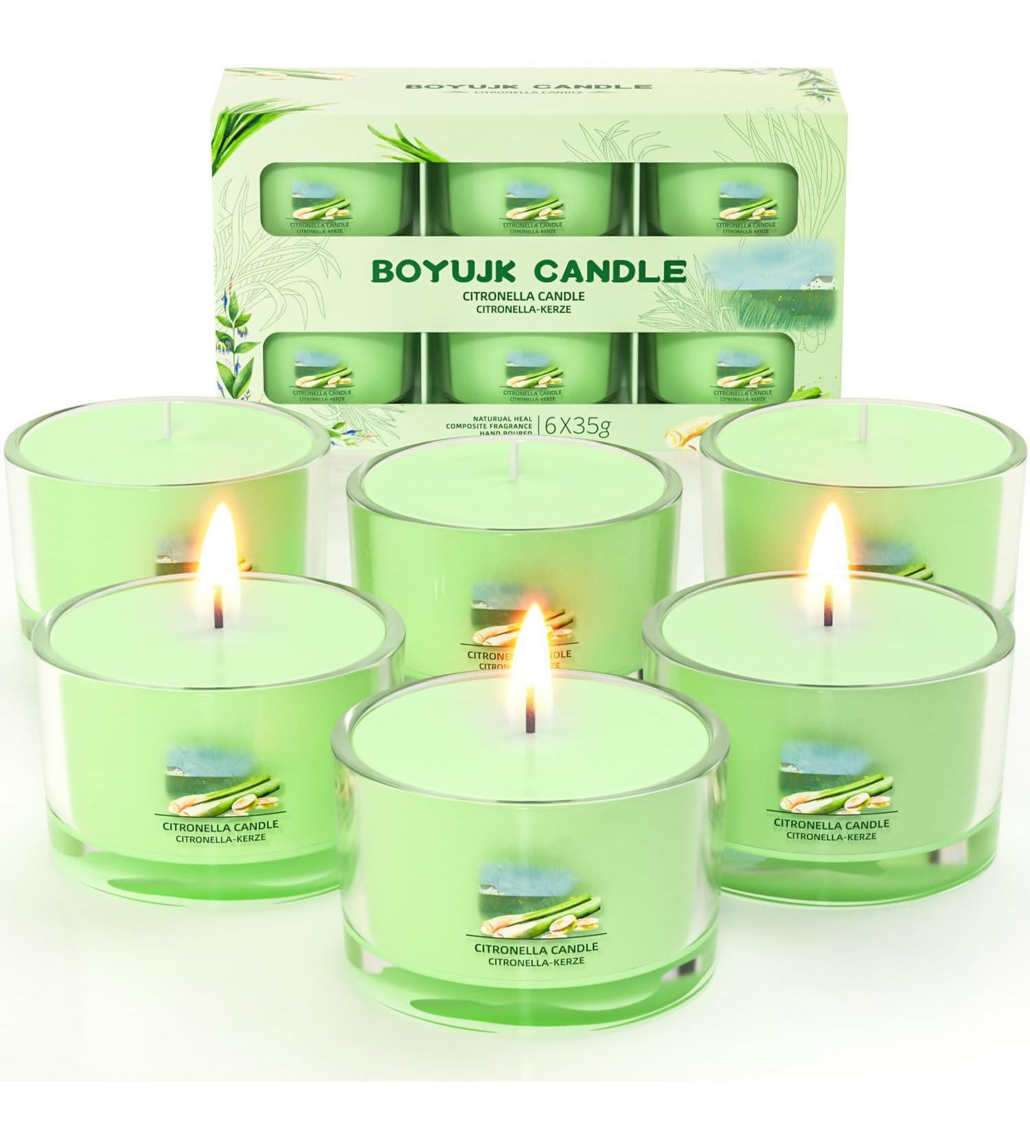 Citronella Candle Set - 6 Natural Soy Wax Candles for Outdoor Use | 12 Hours Burn Time | Perfect for Garden Camping & Picnics - Buy Online on GoSupps.com