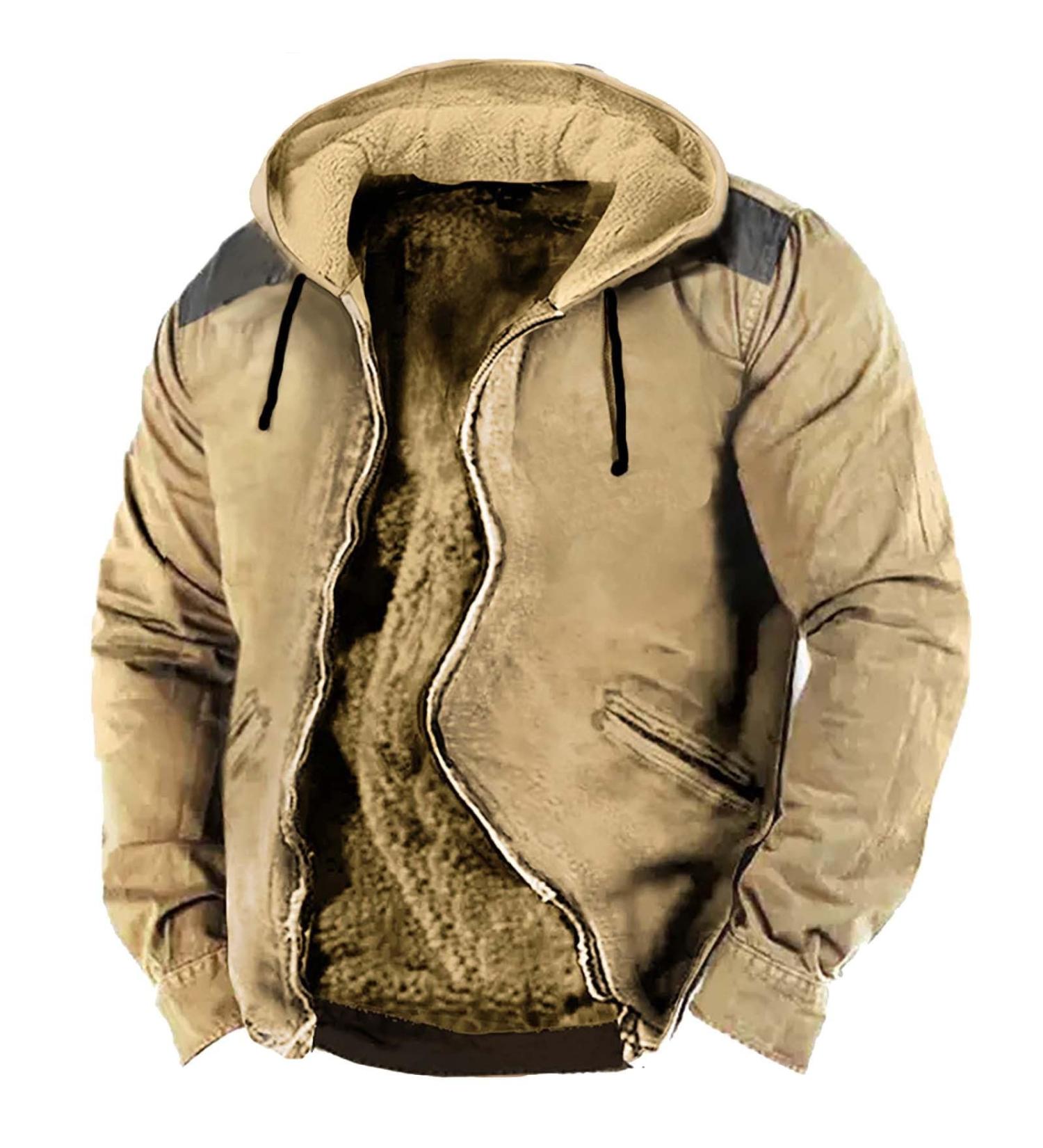 Buy Hanxiulin Oversized Plush Jacket for Men | Warm Lightweight Quilted Winter Coat - Khaki XL - Buy Online on GoSupps.com