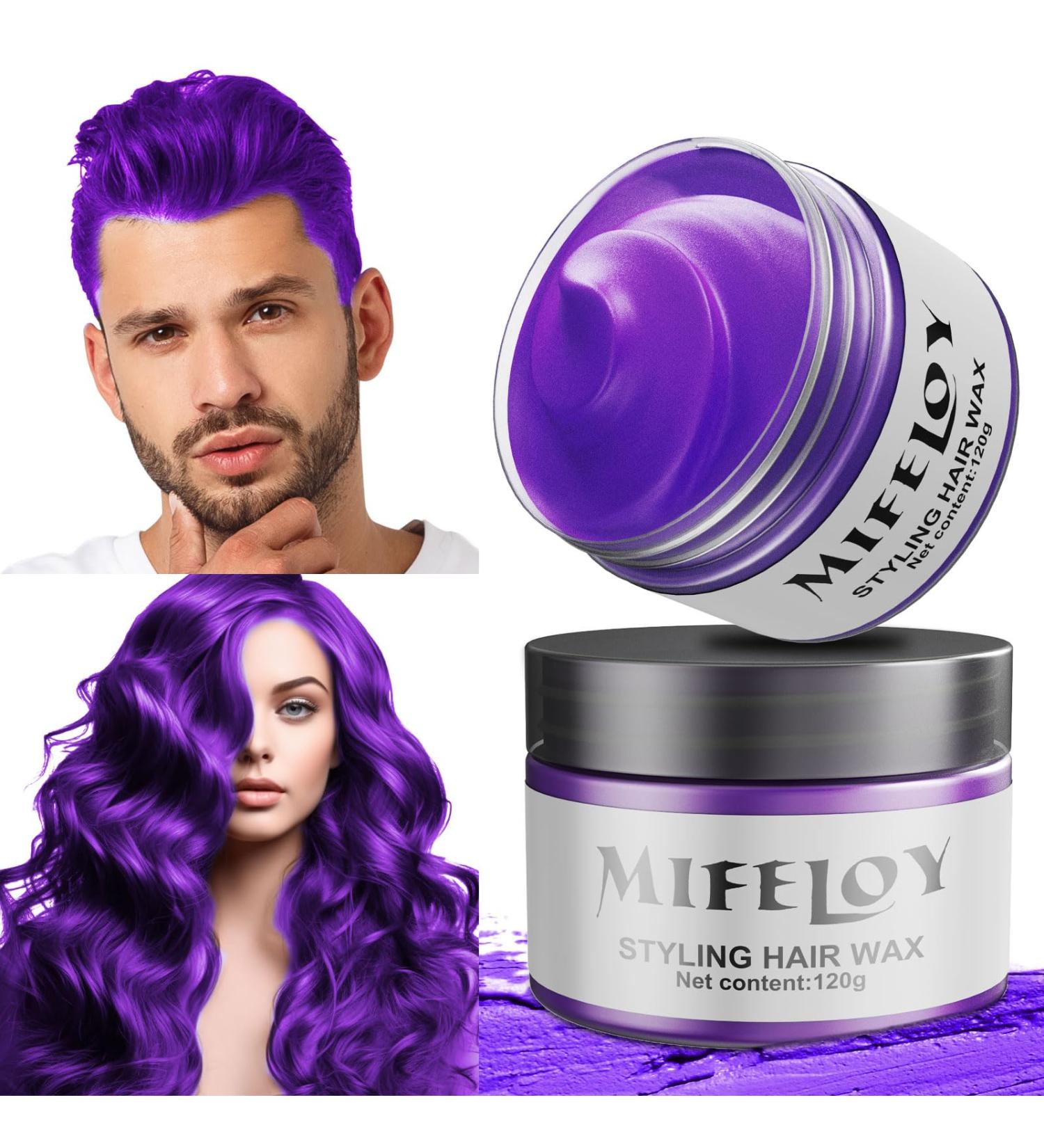 4.23oz Violet Temporary Hair Dye - Purple Instant Hair Color Cream Wax | Unisex Styling Pomade for Parties Cosplay Halloween & Christmas - Buy Online on GoSupps.com
