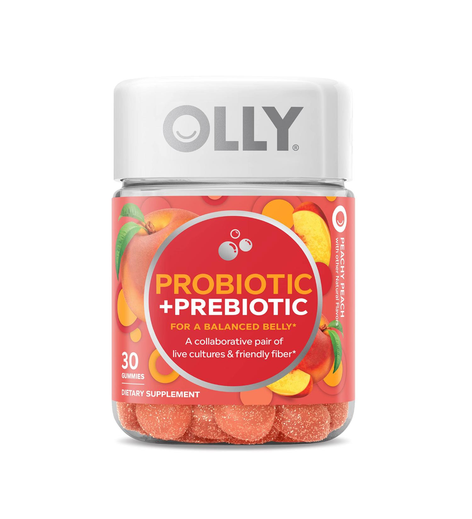 OLLY Probiotic Peachy Peach - 30 Gummies | Digestive Health & Wellness - Buy Online on GoSupps.com
