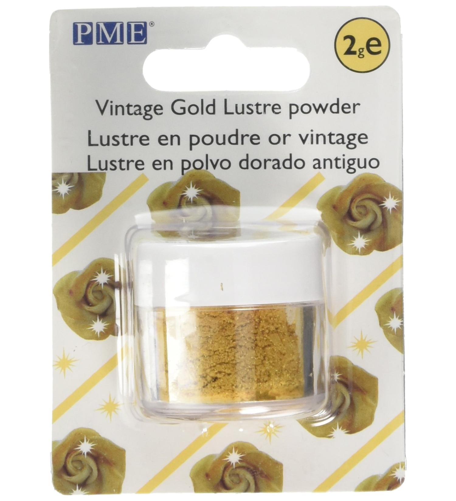 PME Edible Lustre Colour Vintage Gold 2g - Pack of 1 | Food Grade Metallic Dust for Cake Decorating - Buy Online on GoSupps.com