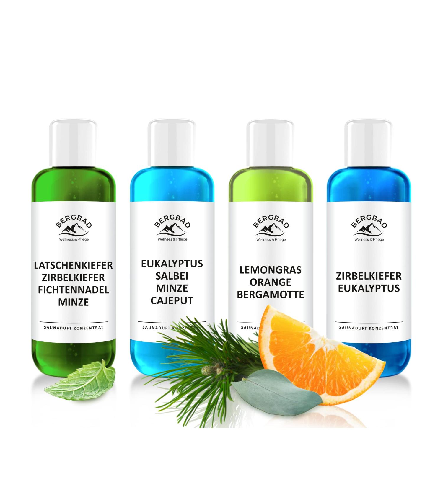 Bergbad Sauna Infusion Set - 4 x 250ml | Soothing & Refreshing Natural Essential Oils | Perfect Gift Set for Every Mood - Buy Online on GoSupps.com
