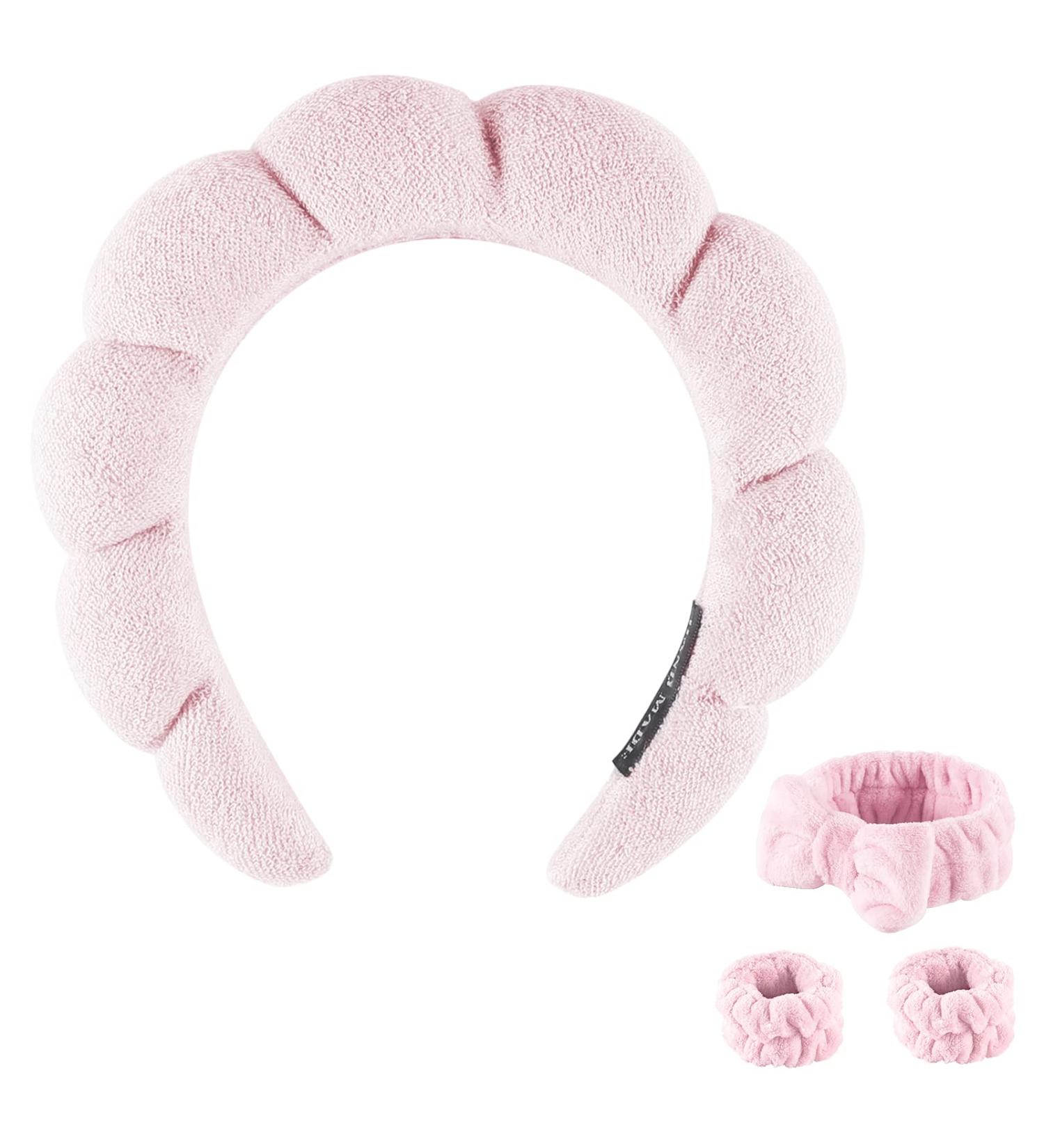 ENDLIS Spa Headband & Microfiber Wrist Towels Set - Pink Bow Hair Band for Women and Girls | Face Washing, Skin Care, Beauty & Shower Essential (3-Pack) - Buy Online on GoSupps.com