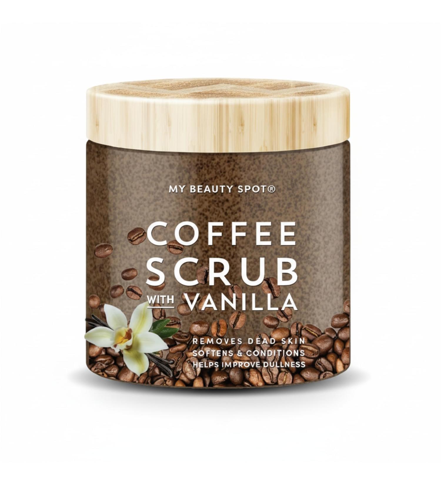My Beauty Spot Coffee Scrub with Vanilla Dry Exfoliating Body Scrub & Face for Smooth Glowing Skin Deep Cleansing Body Exfoliator for Women Mix with Shower Gel or Water Coffee Body Scrub 10 oz - Buy Online on GoSupps.com