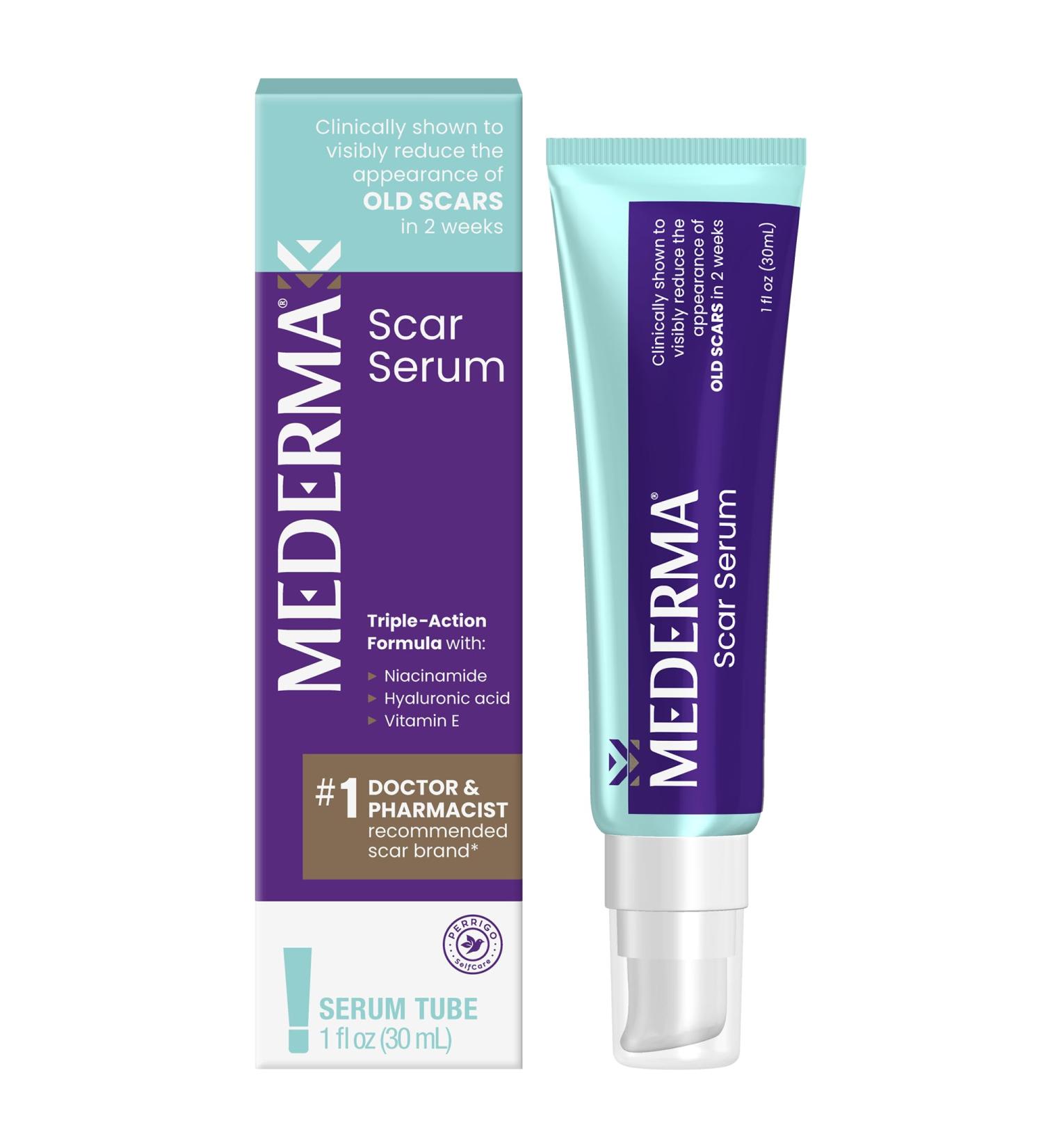 Mederma Scar Serum Triple-Action Formula with Vitamin E Hyaluronic Acid & Niacinamide Clinically Shown to Reduce Old Scars 1 Fl. Oz. - Buy Online on GoSupps.com