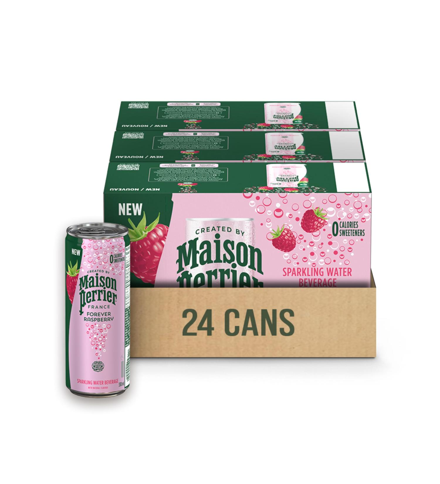 Maison Perrier Forever Raspberry Sparkling Water Beverage Natural Raspberry Flavour No Calories No Sweeteners No Sodium Sourced & Bottled In France 24 Cans - Buy Online on GoSupps.com