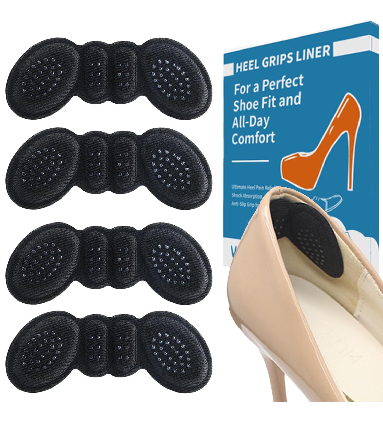 Buy Heel Pads for Oversized Shoes - 4 Pairs Anti-Slip Grips for Men & Women | Cushioned Inserts to Prevent Blisters & Heel Slipping - Black - Buy Online on GoSupps.com