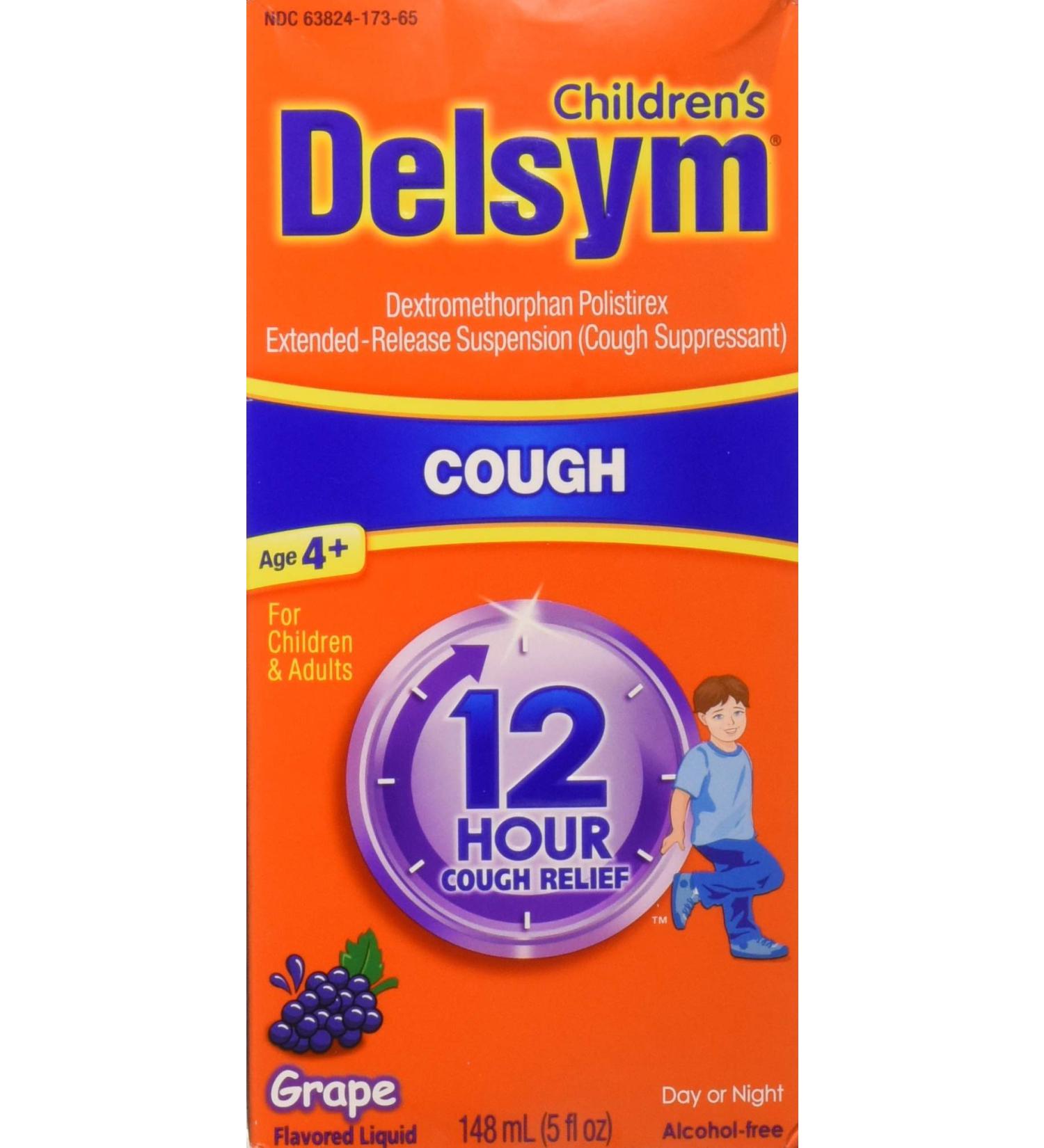 Delsym 12 Hour Cough Relief Alcohol Free Grape Flavored Liquid Cough Suppressant 5 Fl Oz (Pack of 2) - Buy Online on GoSupps.com