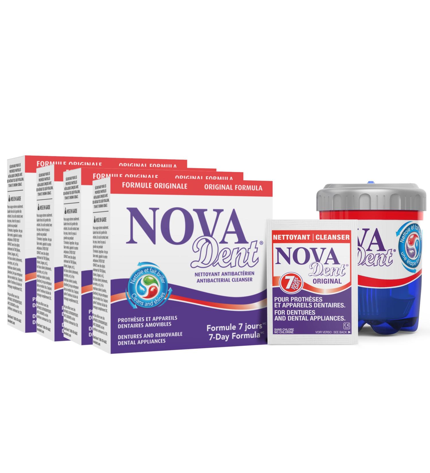 Novadent Dentures Cleaner for Dental Appliances Retainers Trays Mouth Guards Teeth Aligners - 1 Year (52 sachets) 52 Count (Pack of 1) - Buy Online on GoSupps.com