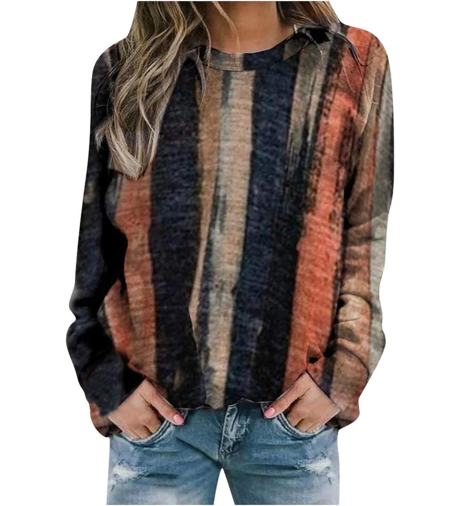 Shop Pasprt Women's Autumn Sweatshirts 2023 | Fashionable Long-Sleeved Sweater with Circular Neckline & Loose Fit in C1-Orange - Casual Style for Every Occasion - Buy Online on GoSupps.com