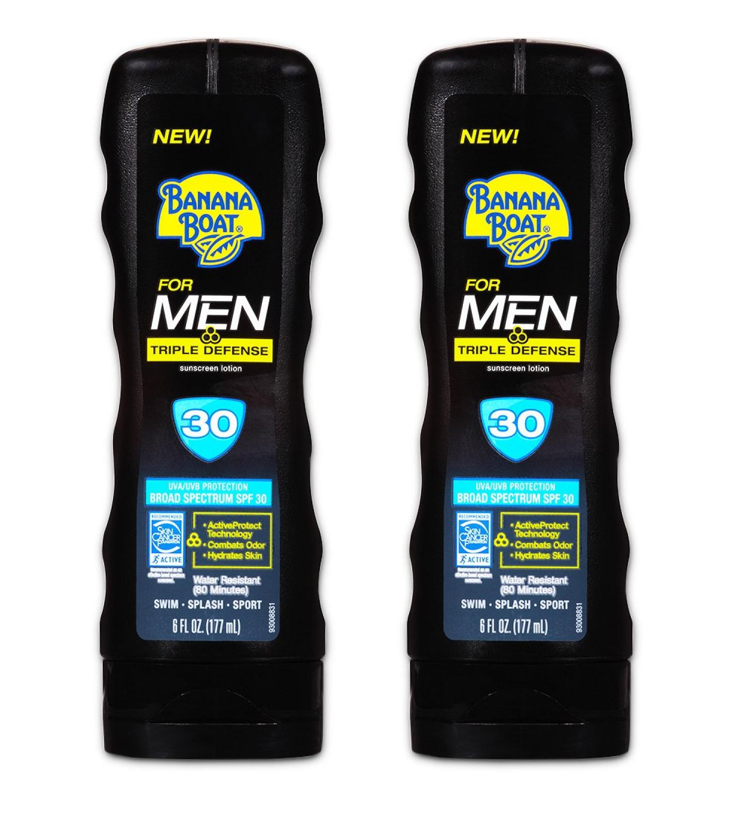 Banana Boat Sunscreen for Men Triple Defense Broad Spectrum Sun Care Sunscreen Lotion - SPF 30 6 Ounce