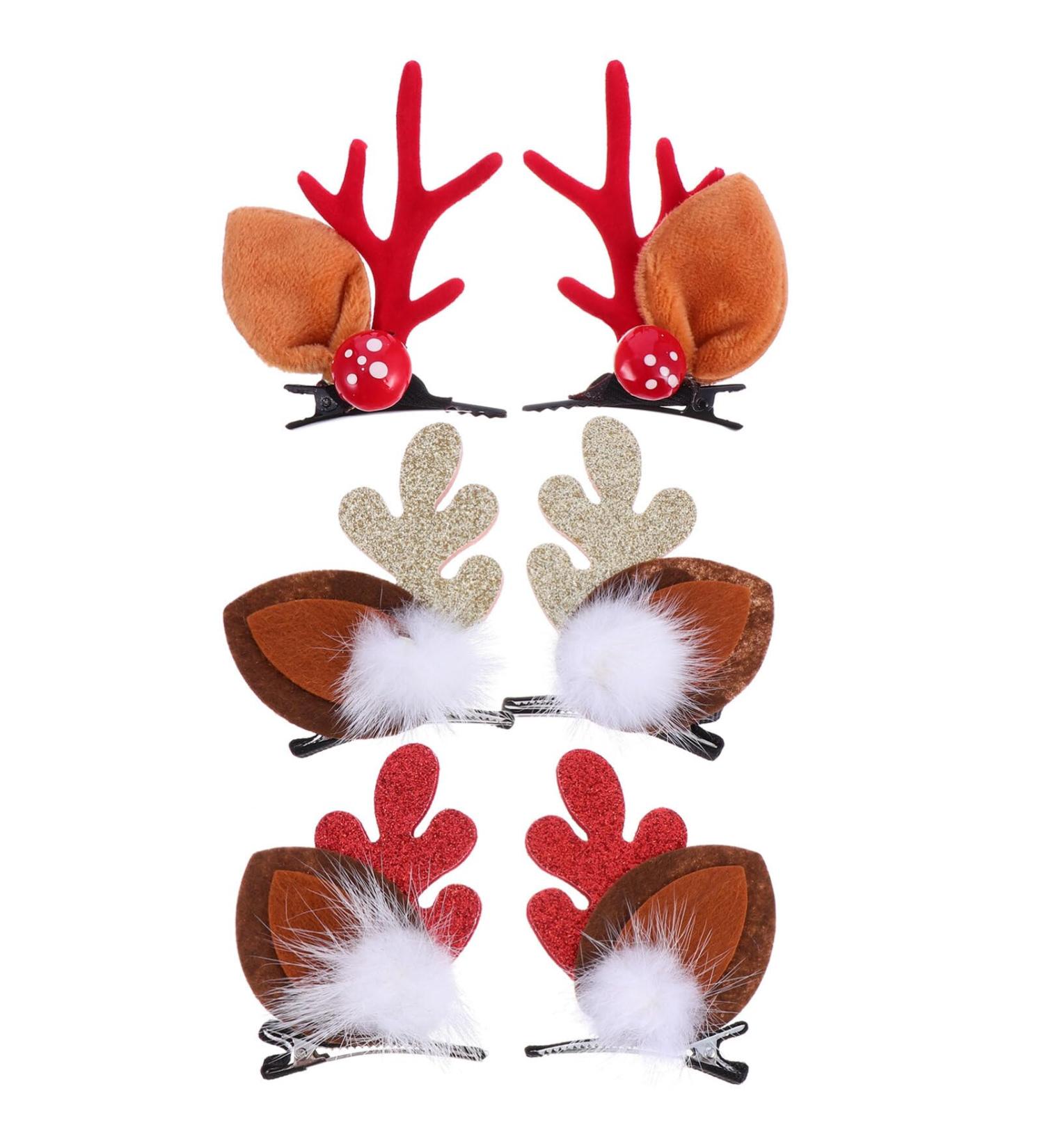 Lurrose Christmas Reindeer Antlers Headband & Hair Clips Festive Hair Accessories (3 Pairs) - Buy Online on GoSupps.com