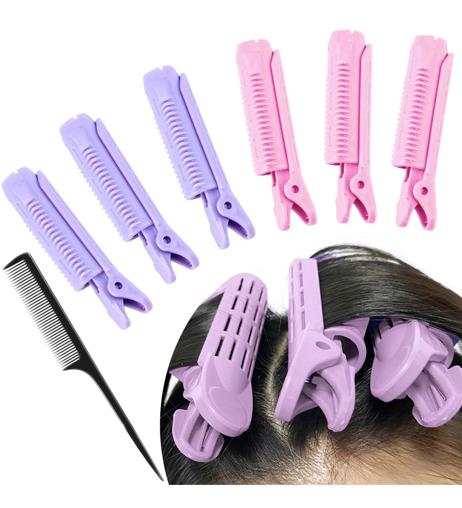 7 Piece Volumizing Hair Root Clip & Comb Set for Natural Fluffy Waves - Pink Purple - Buy Online on GoSupps.com