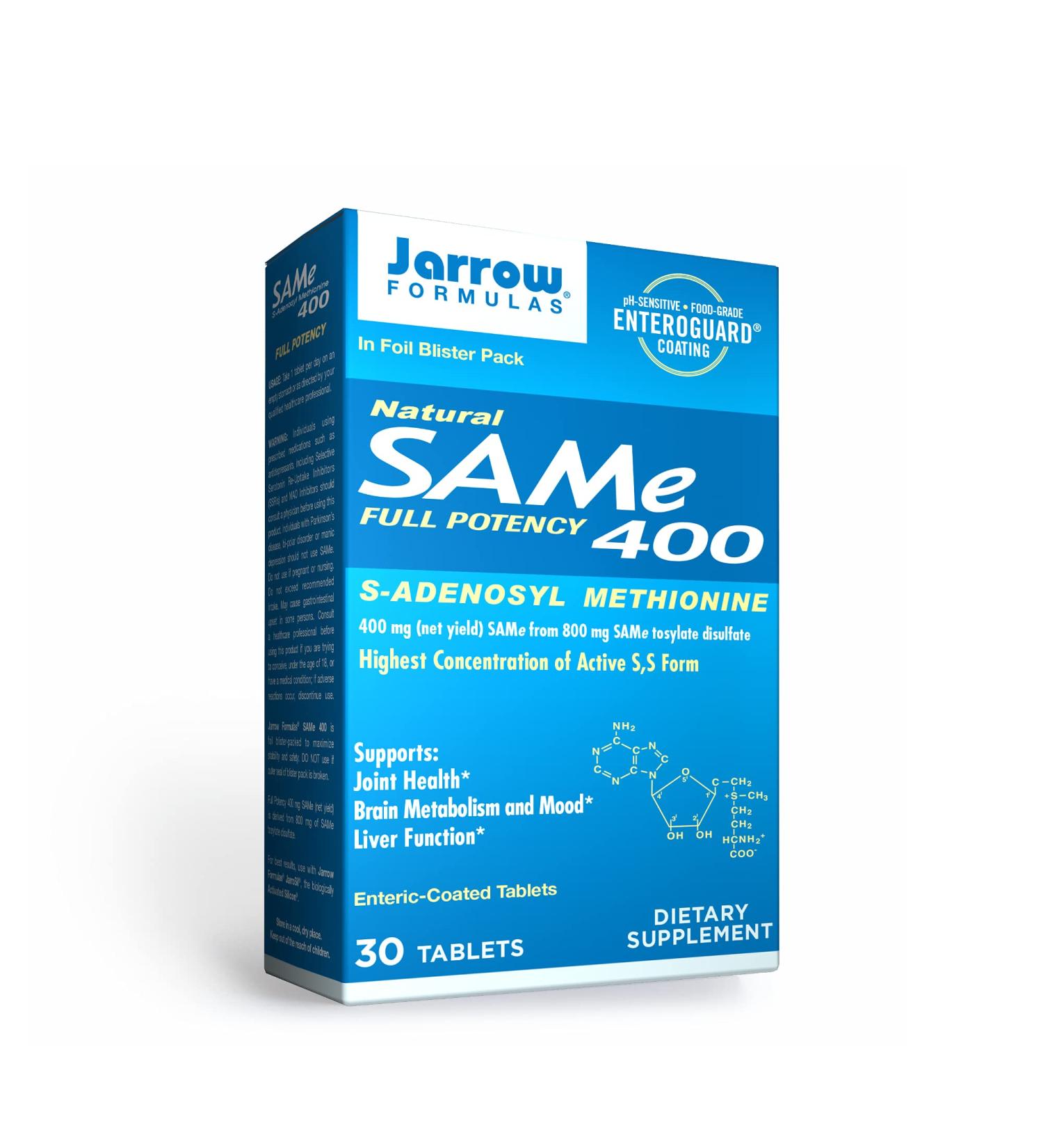 Jarrow Formulas SAMe 400mg - Joint Health, Liver Function, Brain Metabolism - 30 Tablets - Buy Online on GoSupps.com