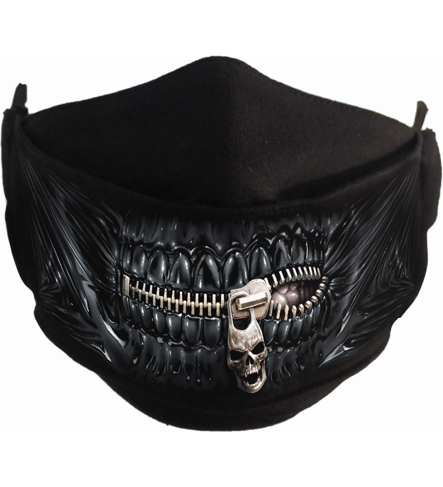 Spiral Zipped Mouth Fashion Mask - Premium Cotton with Adjuster - L Black - Buy Online on GoSupps.com