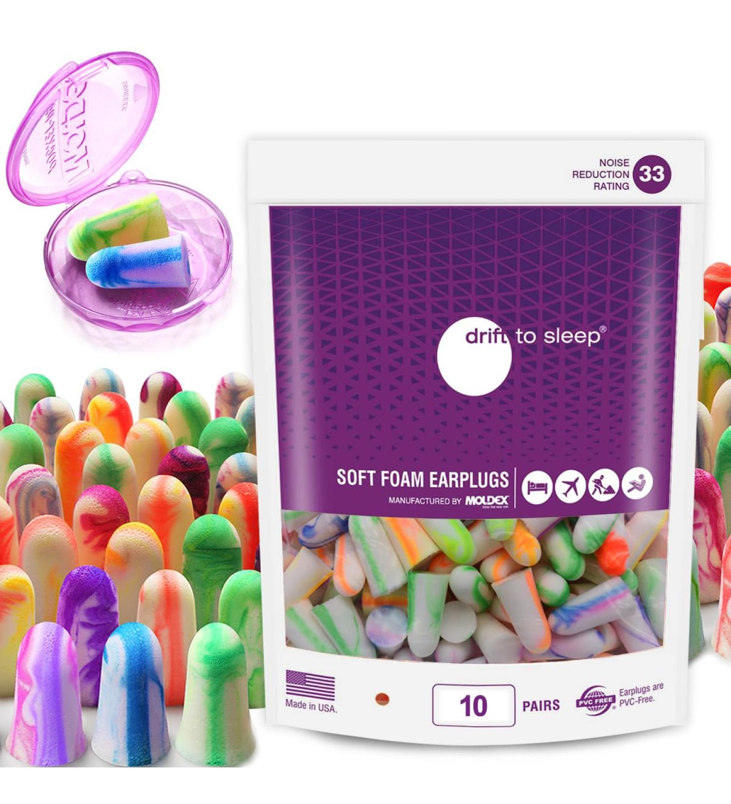 MOLDEX Sparkplugs Soft Foam Earplugs - 10 Pairs for Sleeping Snoring Travel & Shooting | 33dB NRR | Made in USA | Multicolor - Buy Online on GoSupps.com