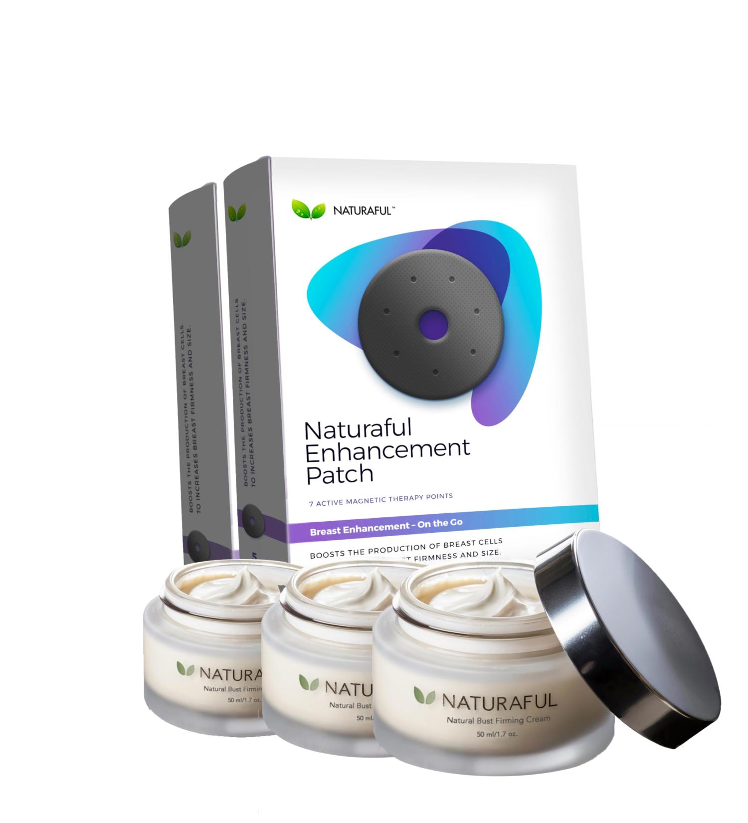 Naturaful PACK NEW 3 Breast Enhancement Creams & 2 Enhancement Patch BUNDLE - Natural Breast Enlargement Firming and Lifting | Includes Handbook | $429 Value - Buy Online on GoSupps.com