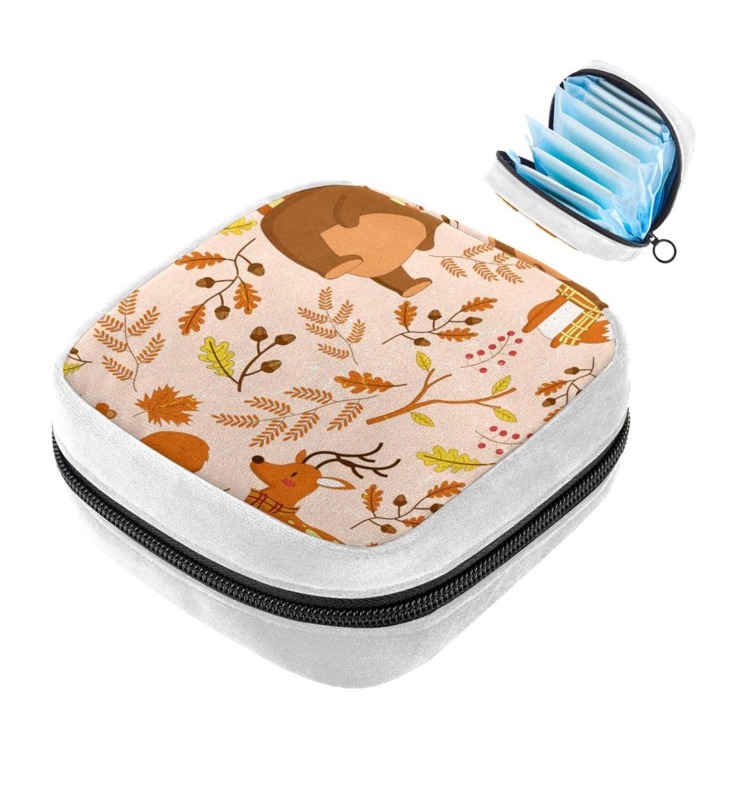 Sanitary Napkin Storage Bag | Period Tampon Makeup Pad Pouch | Animal Print Design - Buy Online on GoSupps.com