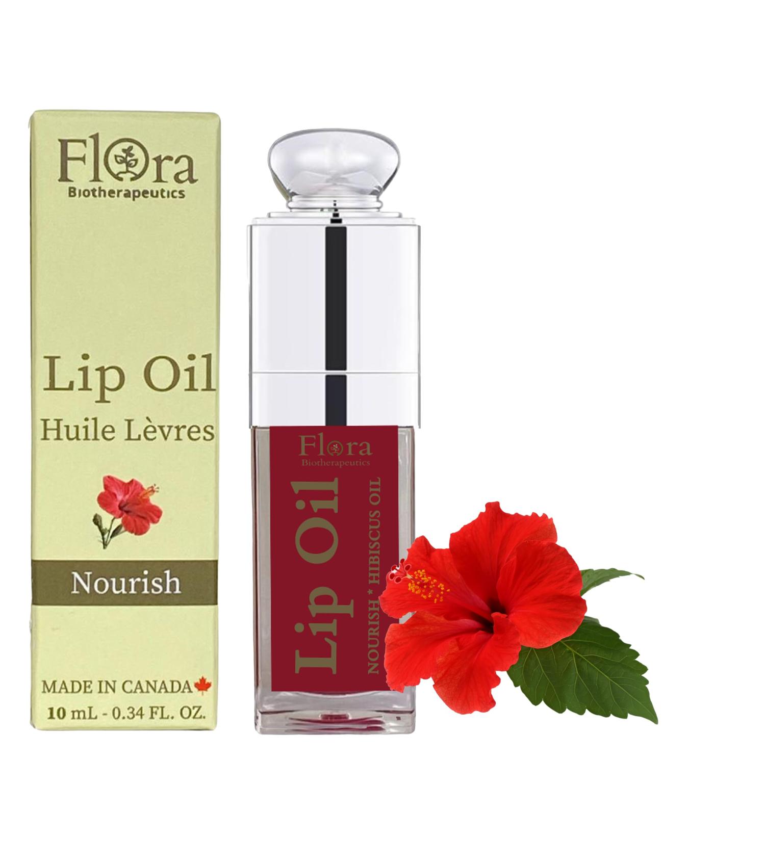 Flora Hibiscus Lip Oil - Organic & Plant-Based Nourishing Formula | 10ml | Made in Canada | International Shipping Available - Buy Online on GoSupps.com