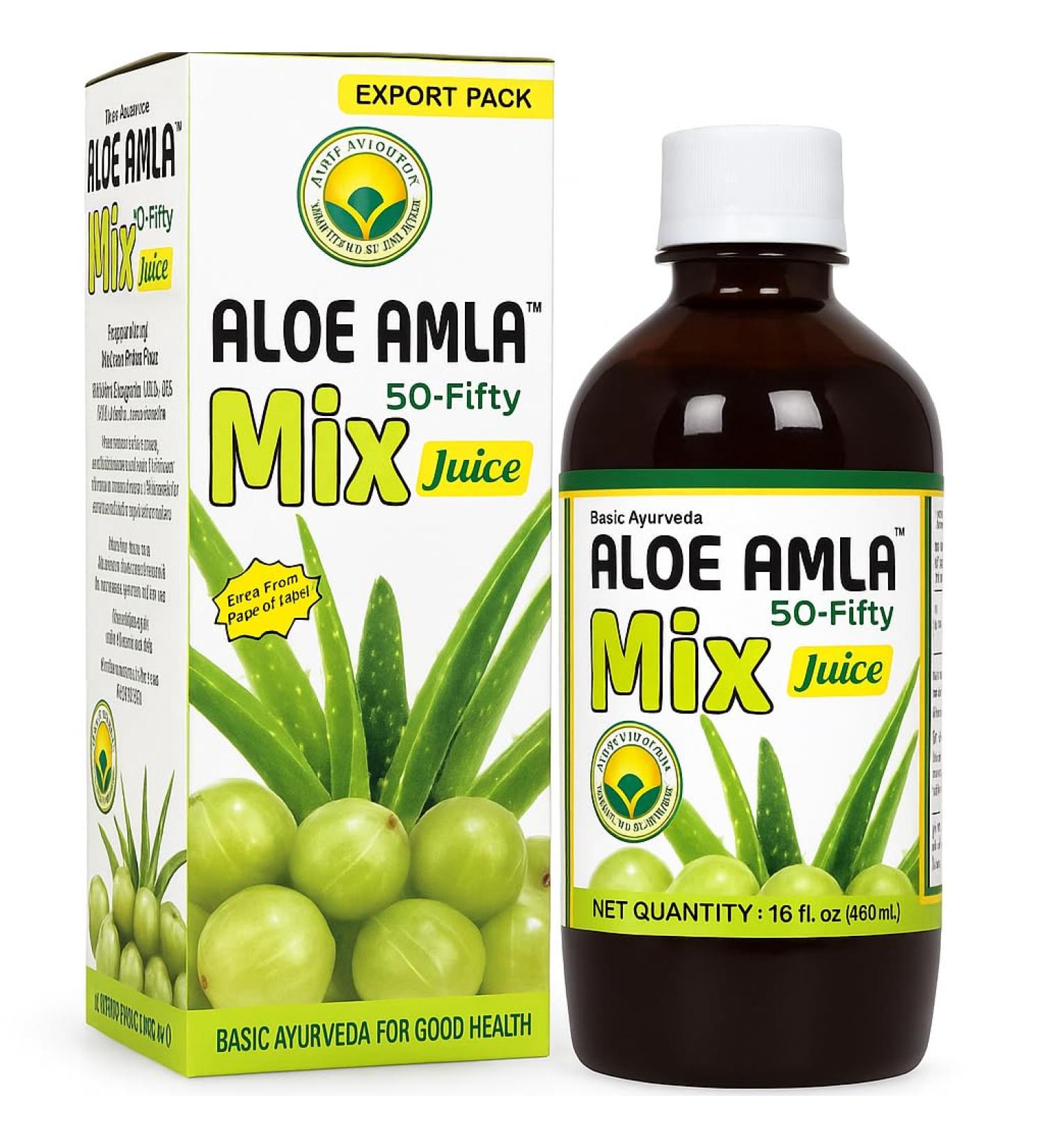 Basic Ayurveda Aloe Vera & Amla Herbal Mix Juice (Pack of 2) | 16.23 Fl Oz (480ml) | Supports Digestion Immunity & Detox | Rich in Natural Vitamin C | No Added Sugar | Gluten Free Non-GMO & Vegan - Buy Online on GoSupps.com