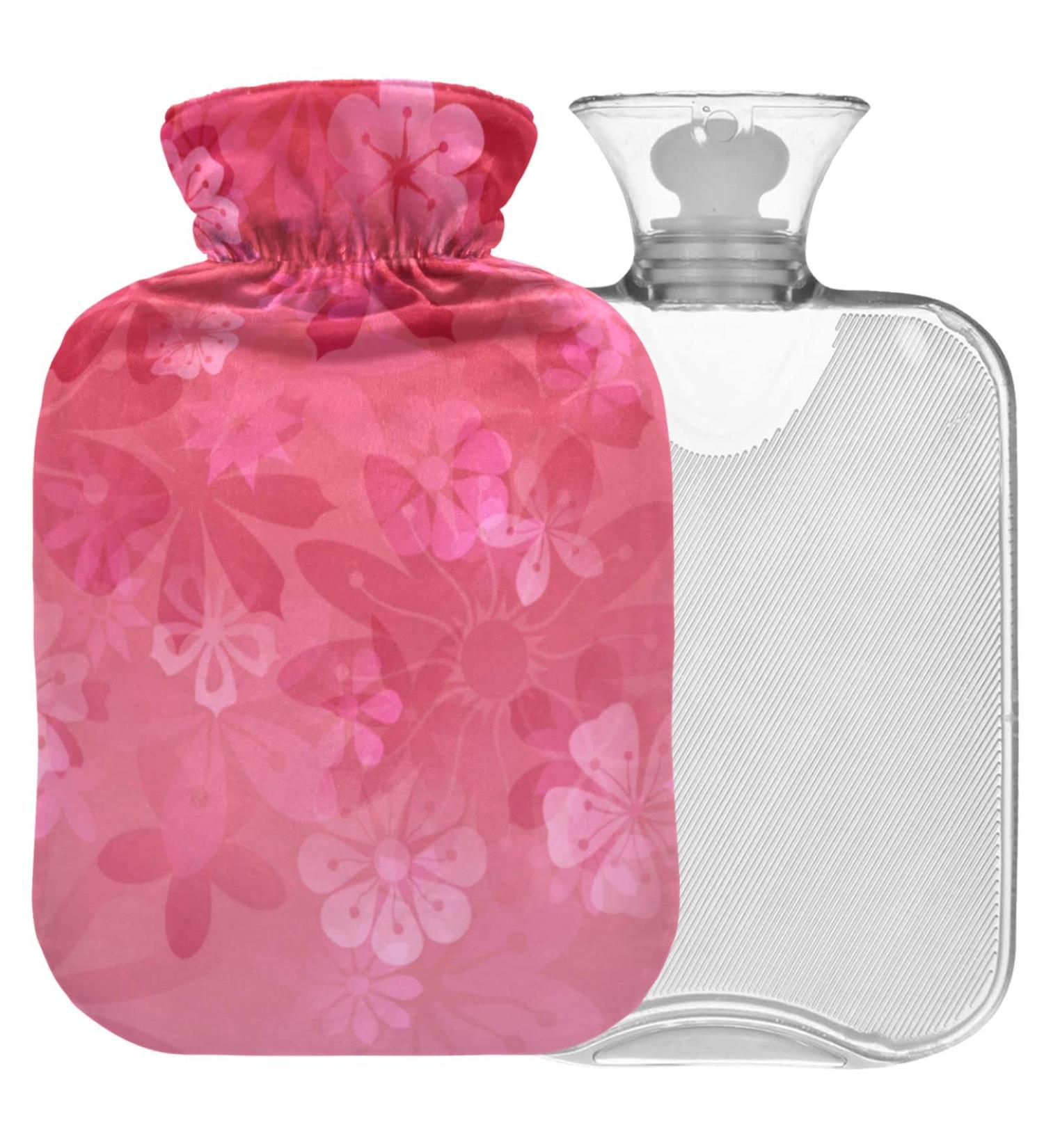 NAANLE Pink Cherry Blossom Heat Bottle - 1L Hot Water Bottle for Menstrual Cramps Pain Relief & Therapy - Buy Online on GoSupps.com