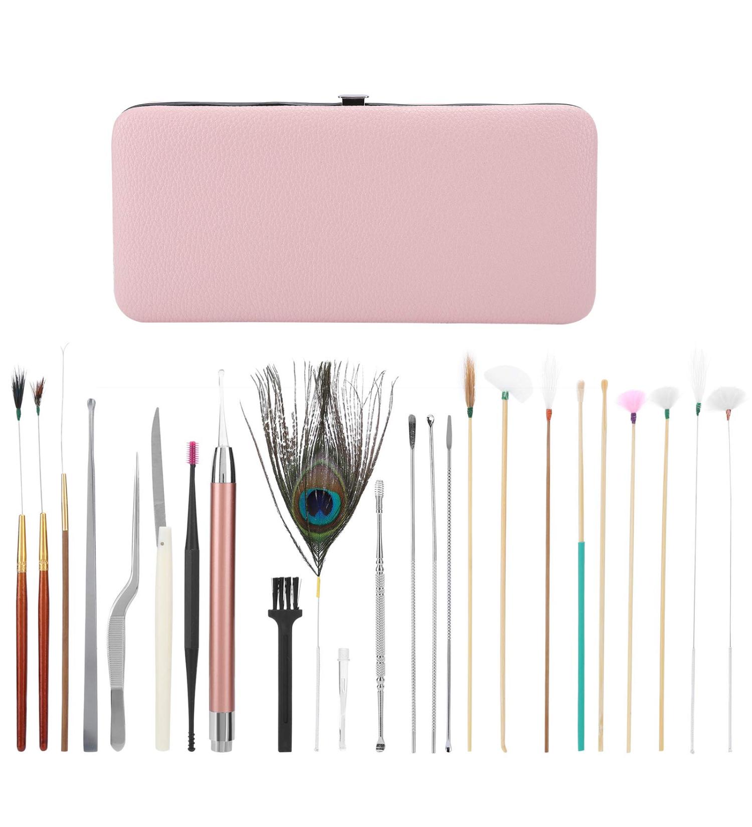 23-Piece Cherry Powder Ear Wax Removal Tool Set for Ear Care - Double Ended Spiral Ear Pick & Scoop Spoon Included - Buy Online on GoSupps.com