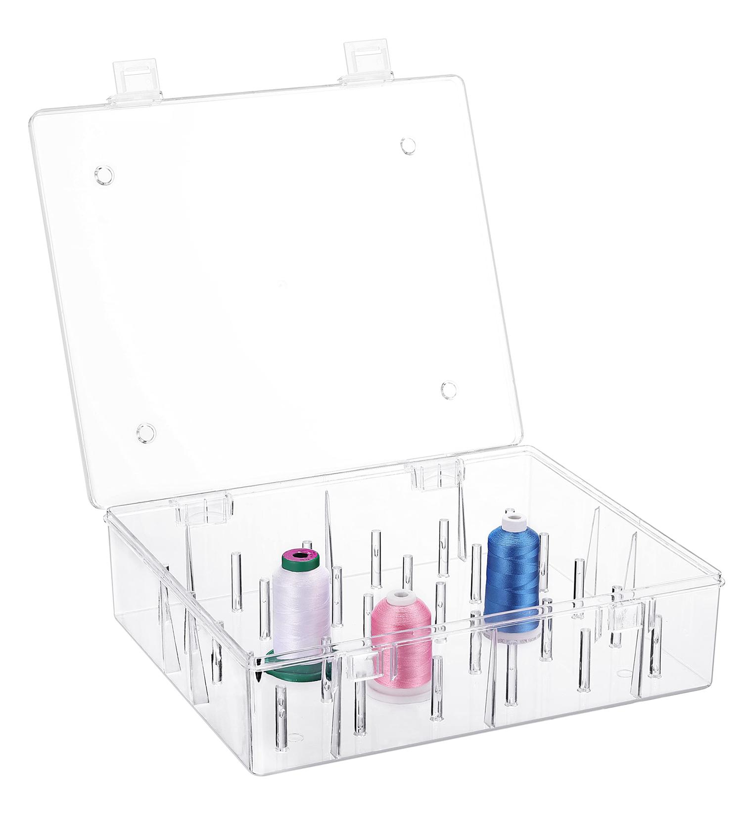 New brothread Tall & Clear Storage Box/Organizer for 30 Spools - Embroidery & Cotton Thread Holder Compatible with Isacord, Floriani, Madeira, Glide - 1X30 - Buy Online on GoSupps.com