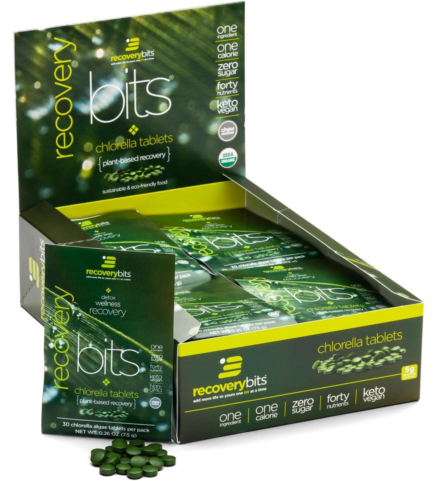 RECOVERYbits Pure Chlorella Tablets - 900 Count Bag - Non-GMO, Non-Irradiated, Raw Green Algae - Keto & Vegan Friendly - Buy Online on GoSupps.com