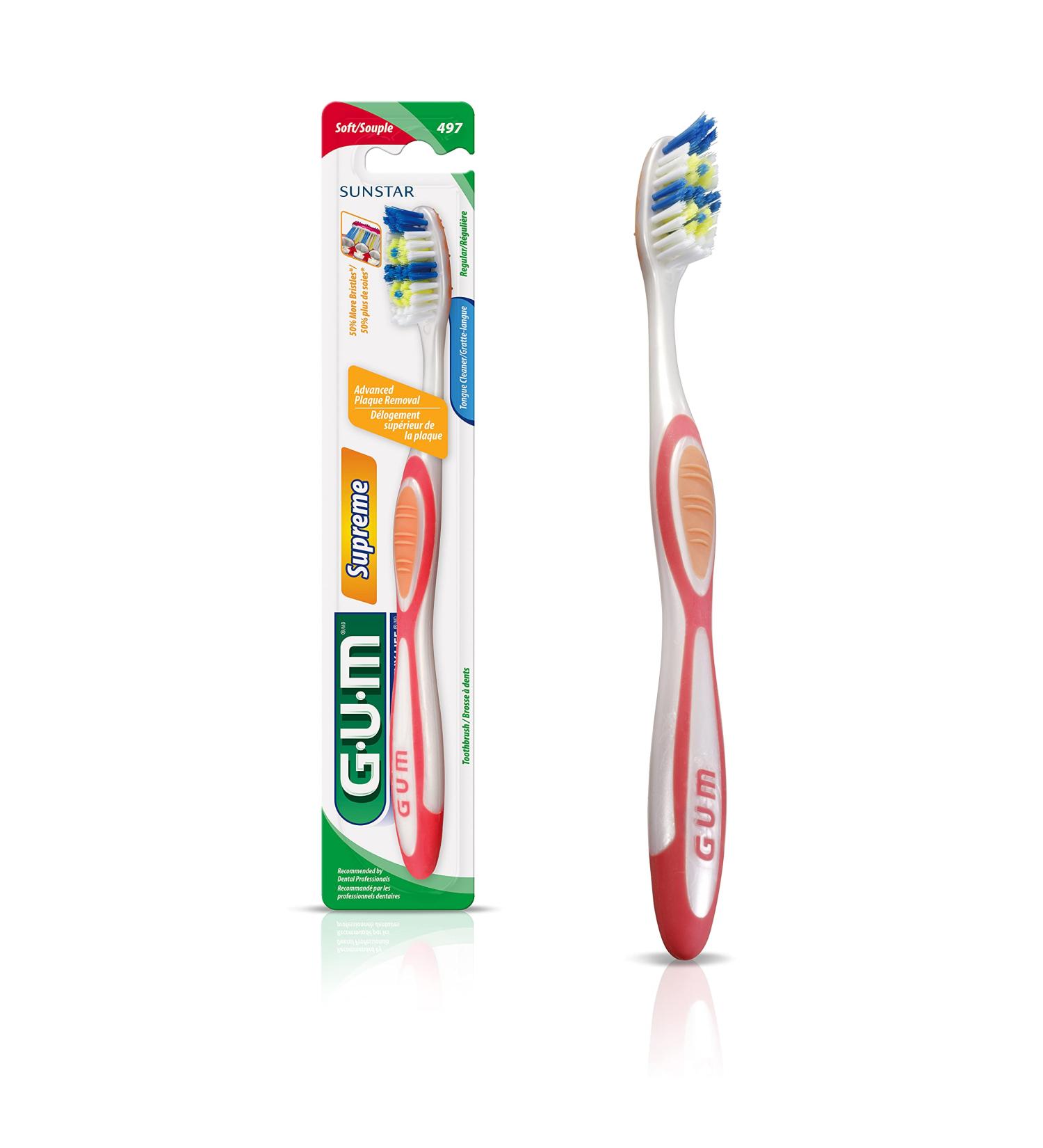 GUM Supreme Regular Soft Manual Toothbrsuh 1ct colour varies - Buy Online on GoSupps.com