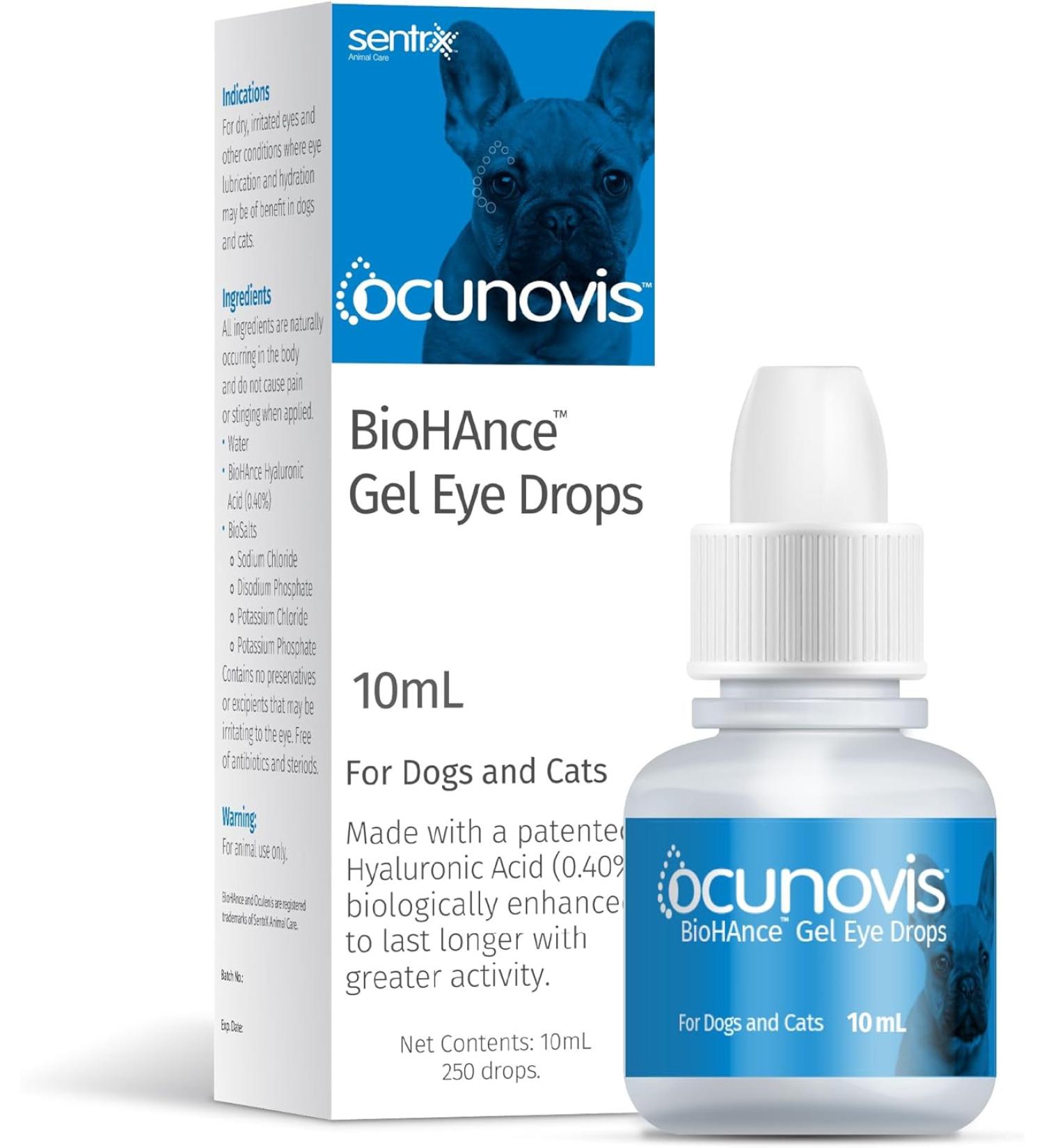 Sentrx Ocunovis Gel Eye Drops for Dogs & Cats Eye Lube for Dogs Allergy Relief Lubricant Dogs with Dry Eyes Artificial Tears - 0.33 Oz - Buy Online on GoSupps.com