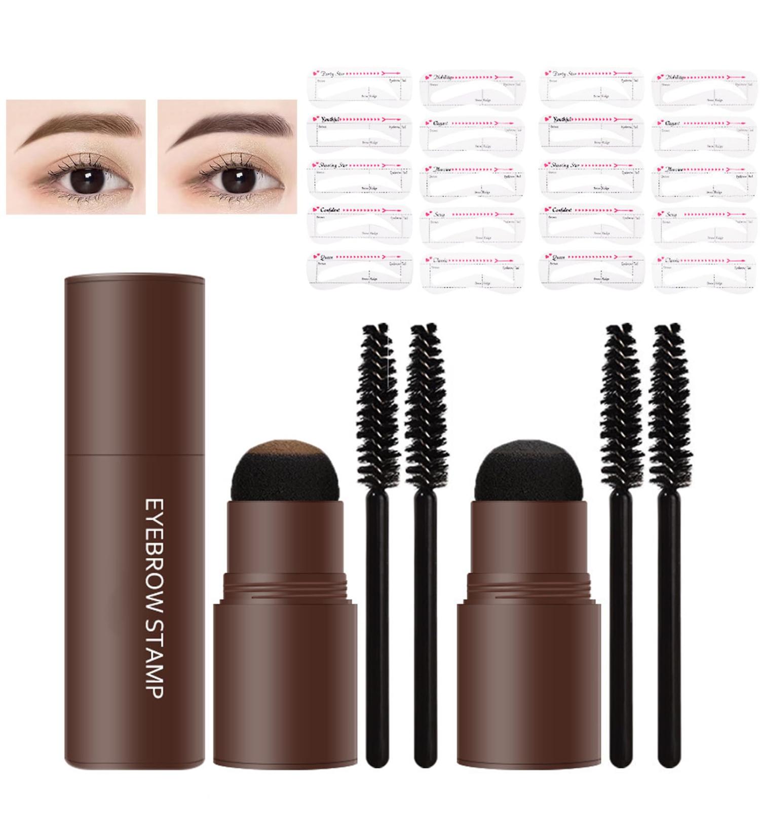 LXZJJM Eyebrow Stamp Stencil Kit - Long-lasting Smudge-free Brow Makeup | Natural and Smooth Texture | Multifunctional | Includes 10 Brow Shapes & Stamps | Reusable eyebrow stencils (01+04) - Buy Online on GoSupps.com