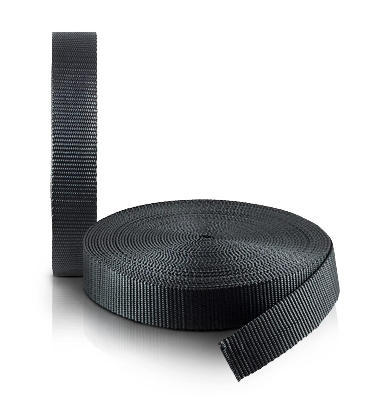 Houseables 1 Inch x 10 Yard Black Nylon Strapping - Heavy Duty Climbing Flat Strap for Bags, Backpacks, Belts - UV Resistant Fabric Webbing Material for Harnesses, Slings, Collars, Tow Ropes - Buy Online on GoSupps.com