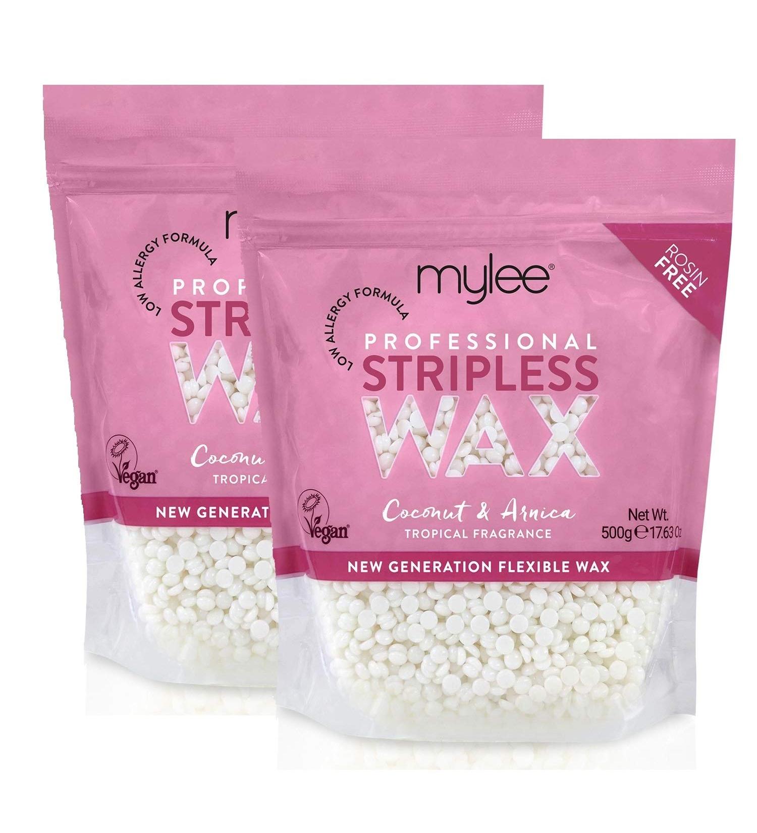 Mylee Professional Stripless Hard Wax Beads 500g Stripless Depilatory Waxing Pellets Solid Film Beans Painless Gentle Hair Removal of Full Body Face & Bikini Line (Coconut & Arnica Pack of 2) 500 g (Pack of 2) - Buy Online on GoSupps.com