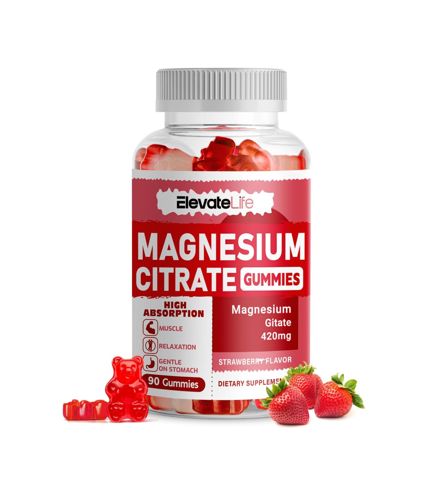 Magnesium Glycinate Gummies 1000mg - Sugar Free Magnesium Potassium Supplement with Vitamin D B6 CoQ10 for Calm Mood & Sleep Support - 60 Strawberry Gummies - Buy Online on GoSupps.com