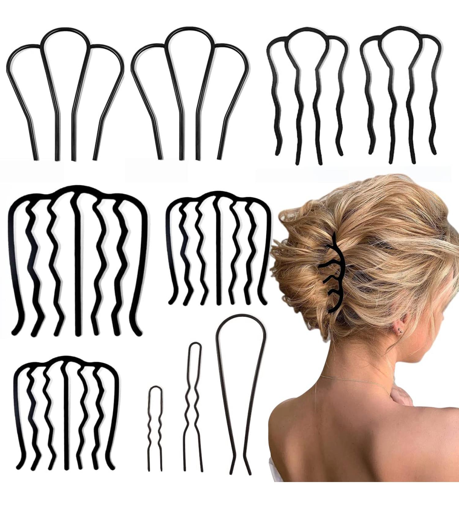 10 Pieces Hair Side Combs U-Shaped French Twist Clips for Updo Bun - Hair Stick Accessories for Women and Girls - Buy Online on GoSupps.com