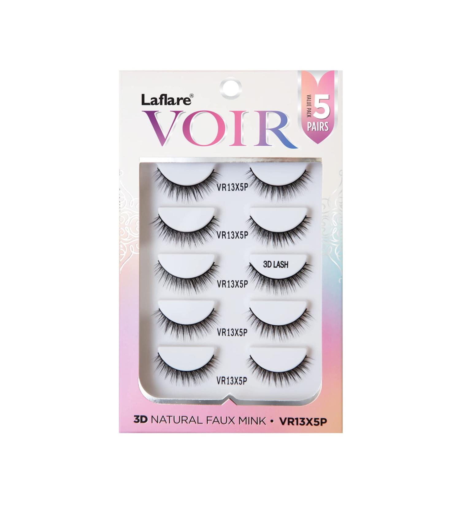 Laflare 3D Nature Faux Mink Eyelashes - Ultra Soft & Natural Looking 5 Pairs Value Pack - Reusable Easy to Apply Wispy & Lightweight - Buy Online on GoSupps.com