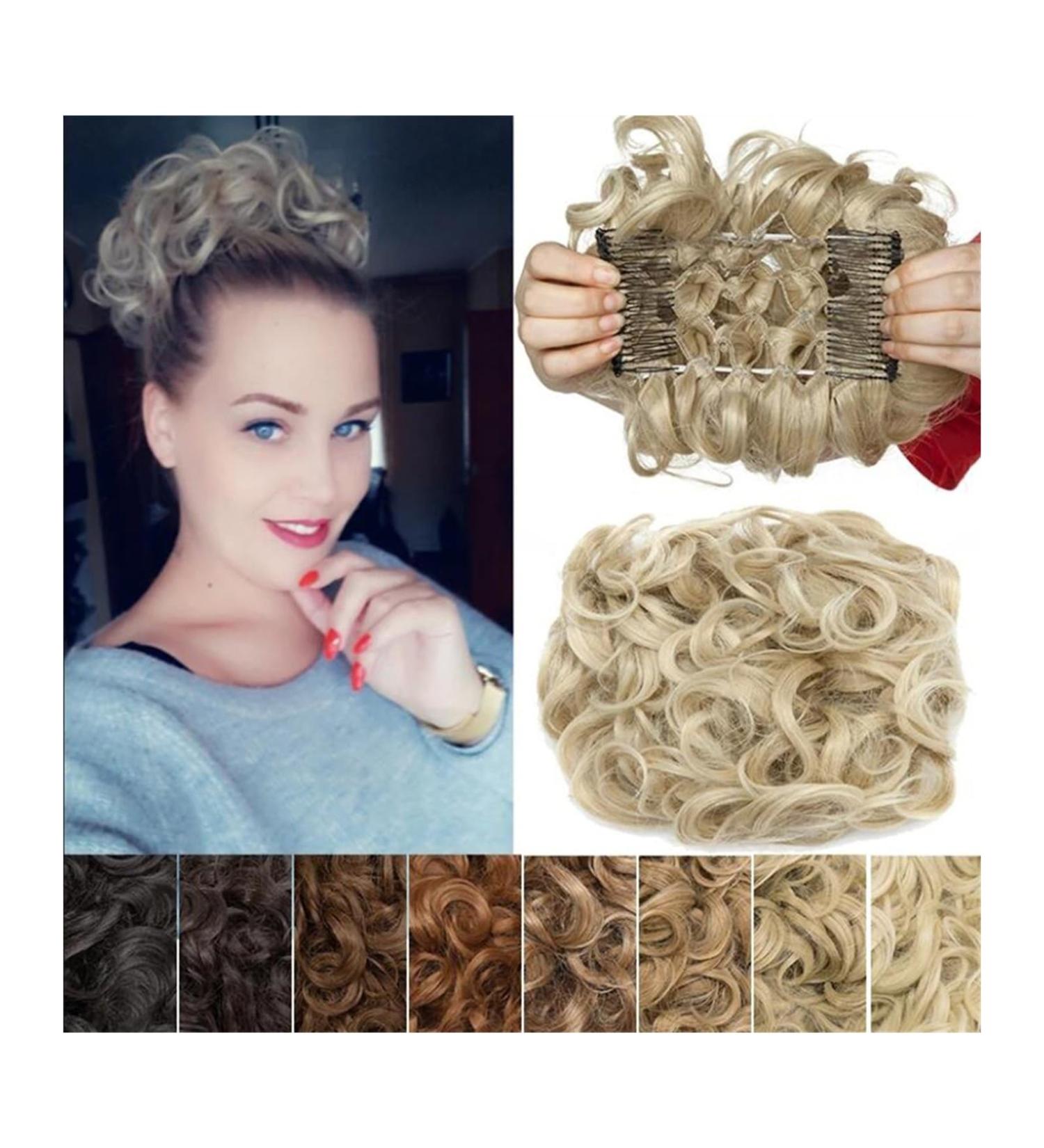 Hair Bun Hairpiece for Women Synthetic Combs Messy Bun Hair Piece Wave Curly Dish Hair Bun Extension Thick Curly Chignon Hairpiece Clip in Scrunchies Ponytail Extension for Women Hair Chignons(4T30) - Buy Online on GoSupps.com